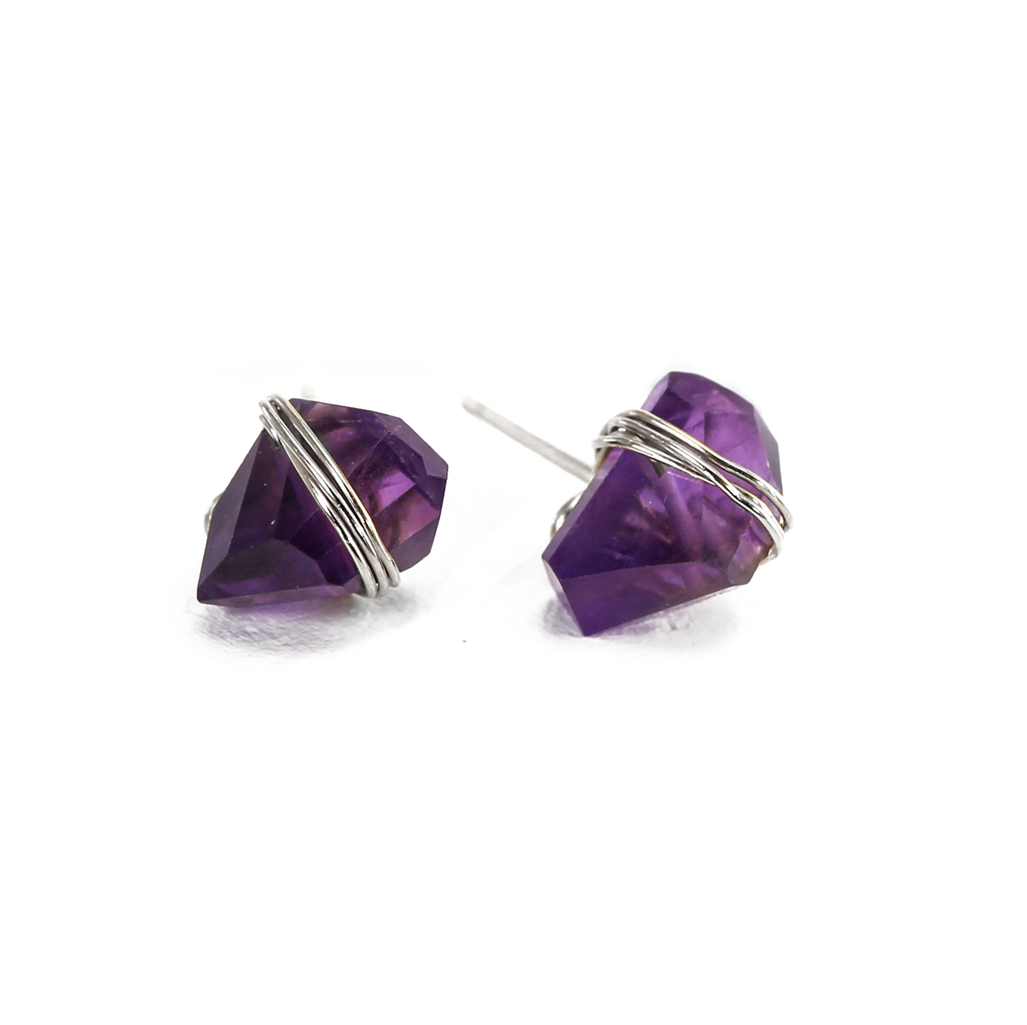 Amethyst Crystal Stud Earrings