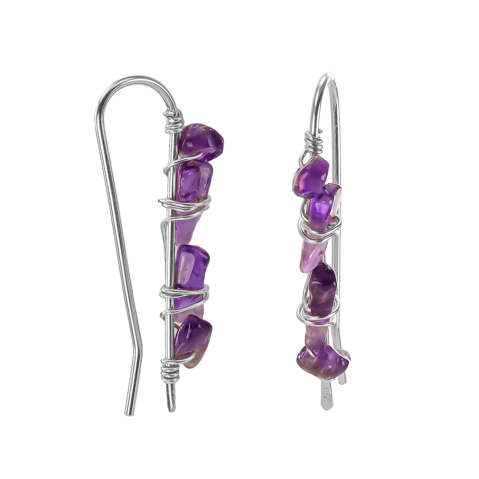 Amethyst Wrapped Ear Climbers