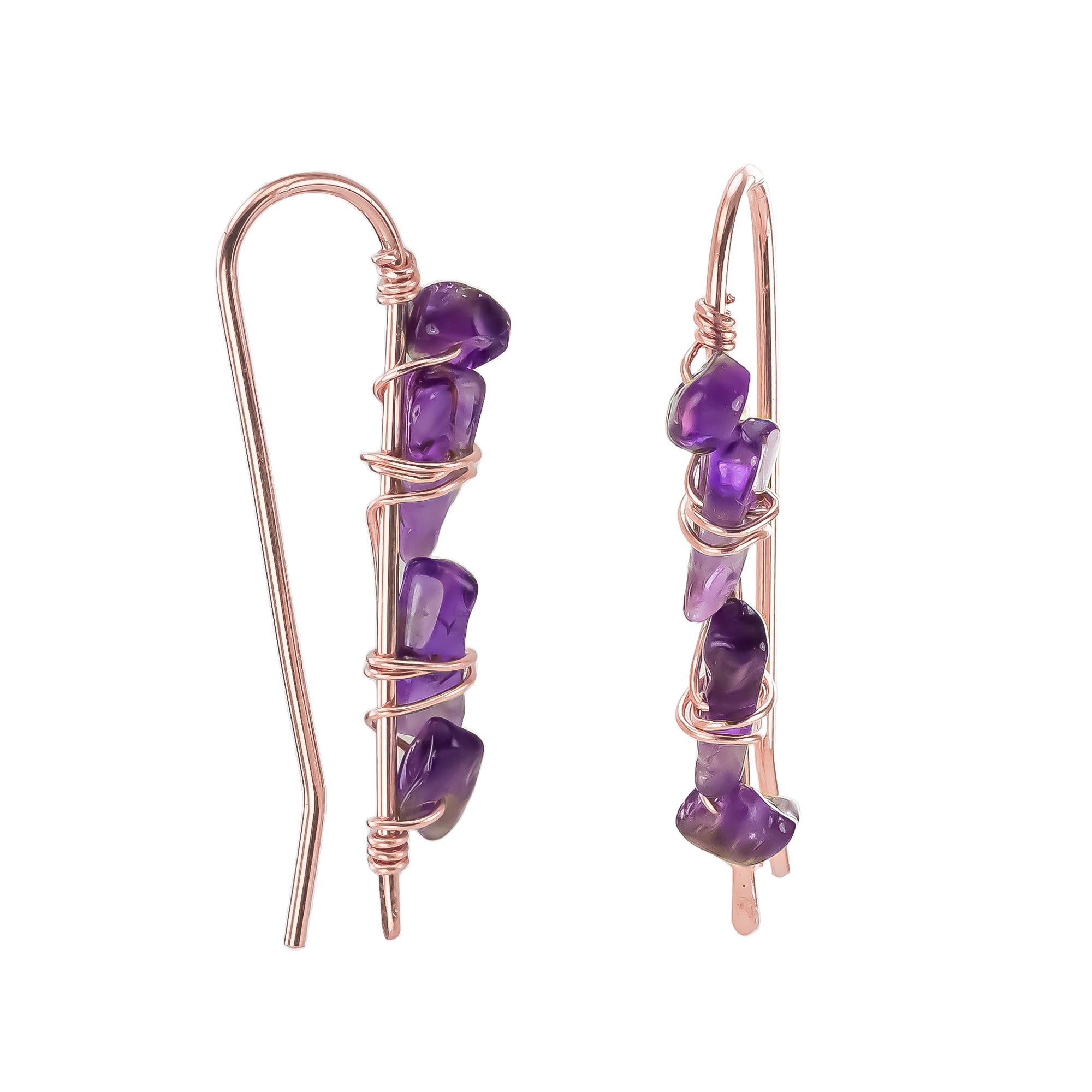 Amethyst Wrapped Ear Climbers