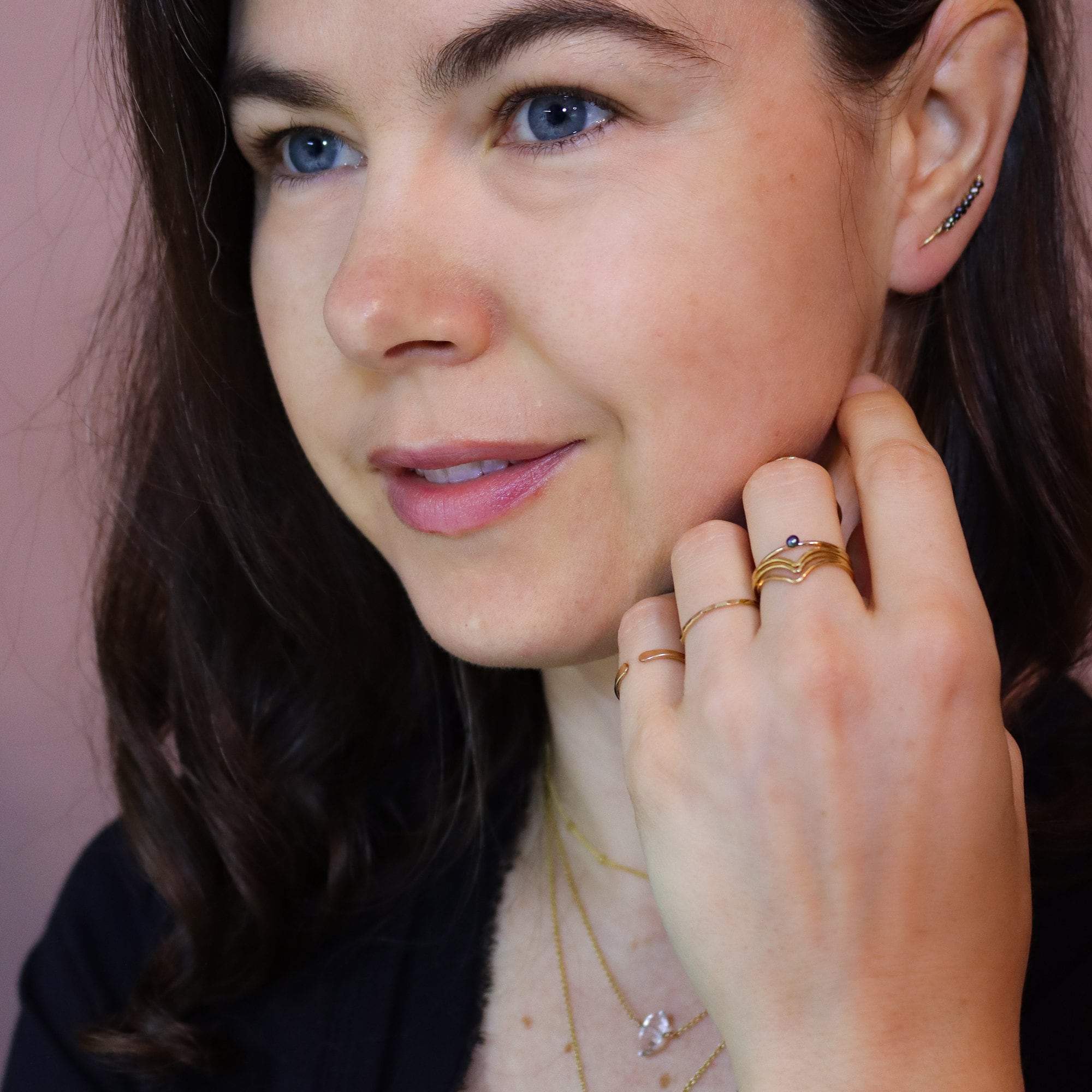 Black Pearl Ear Climbers