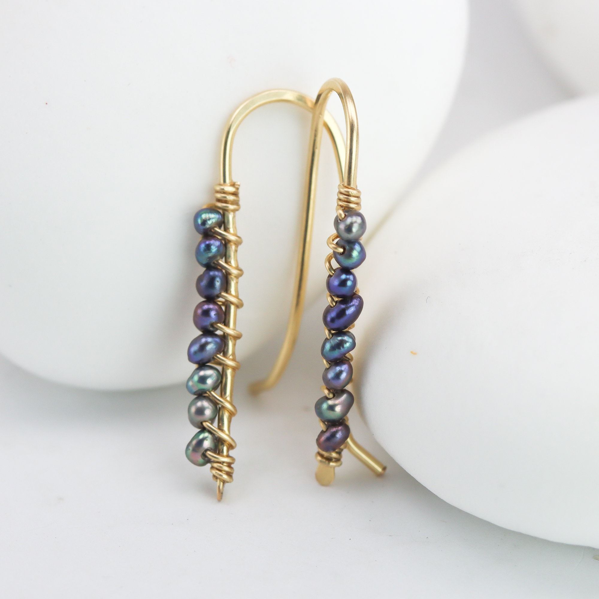 Black Pearl Ear Climbers