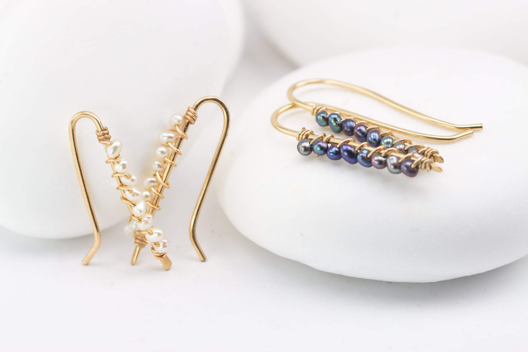 Black Pearl Ear Climbers