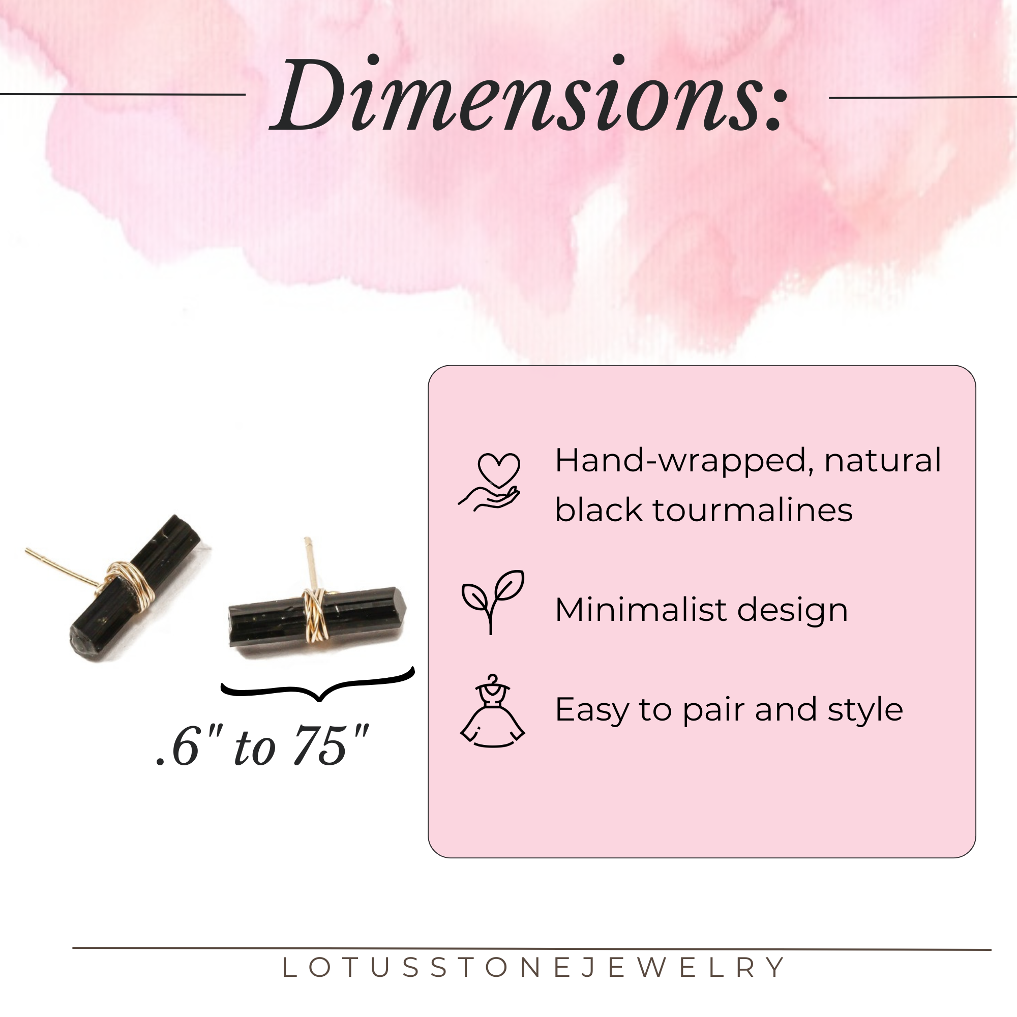 Black Tourmaline Bar Studs