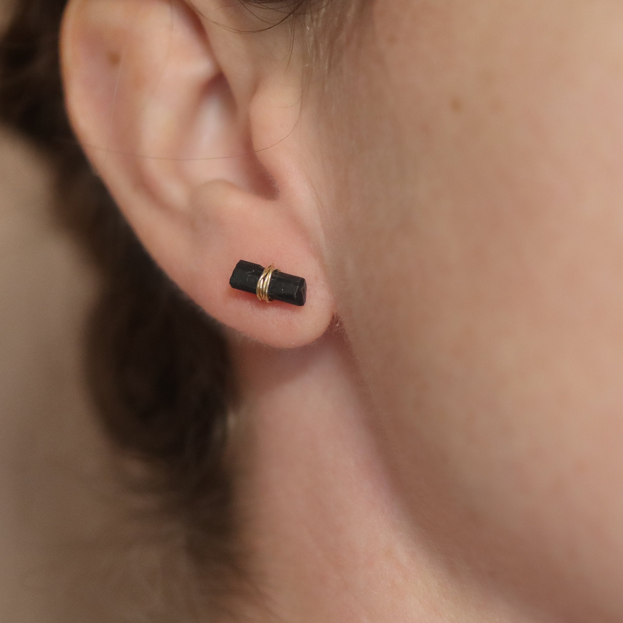 Black Tourmaline Bar Studs