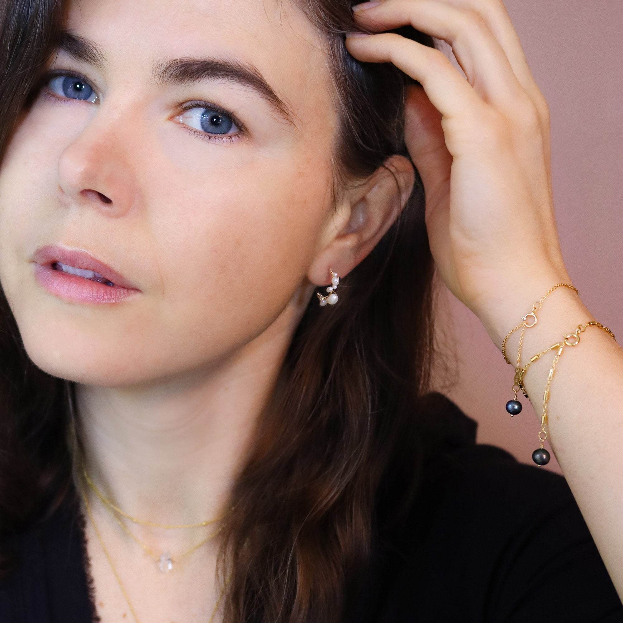 Bubbly Pearl Hoops
