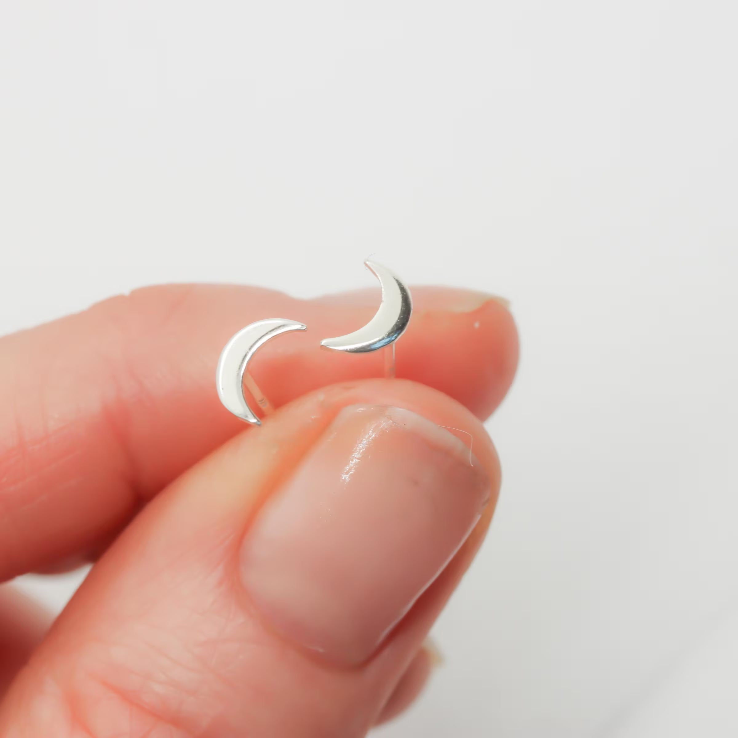 Crescent Moon Stud Earrings