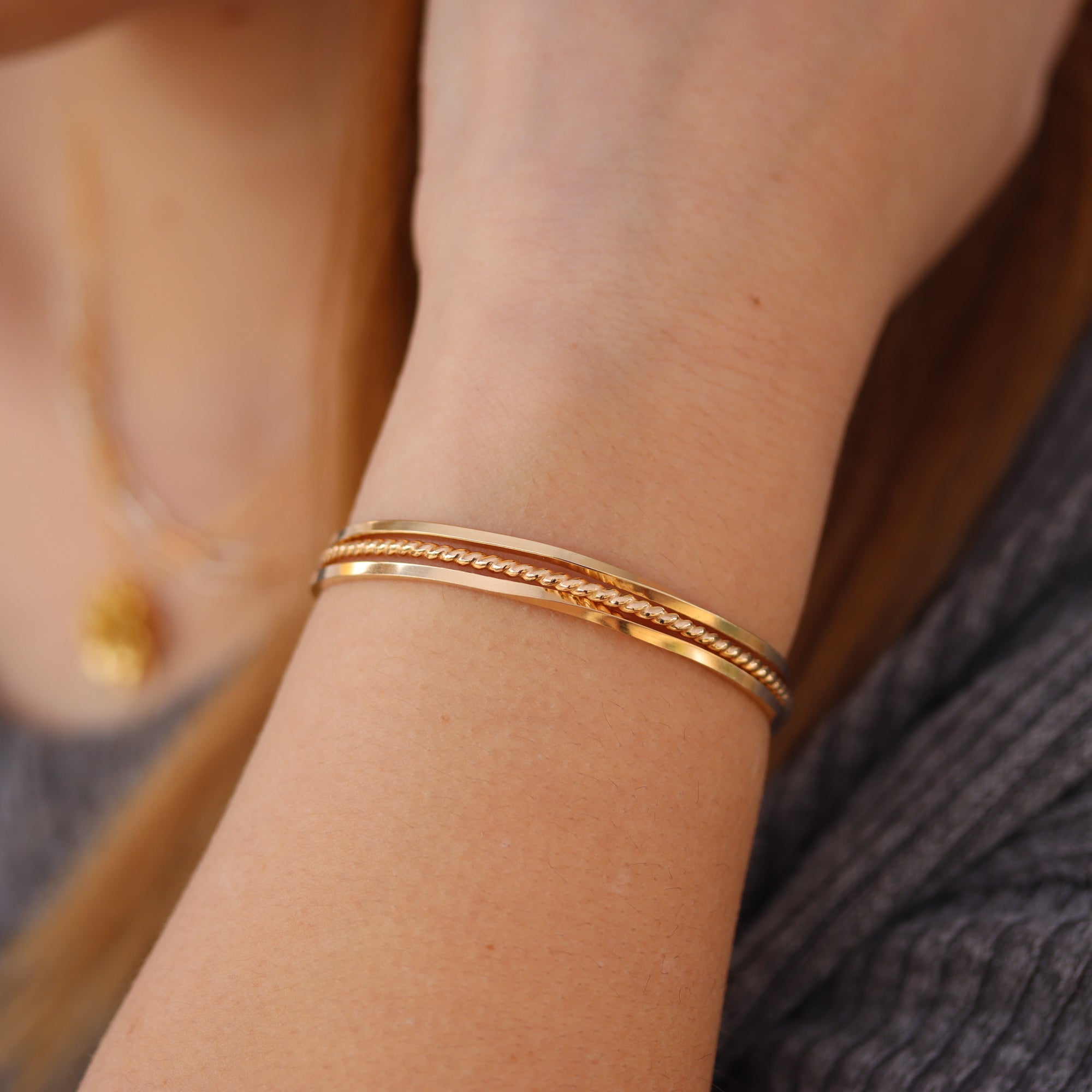 Gold Cuff Set - Twist and Sparkle