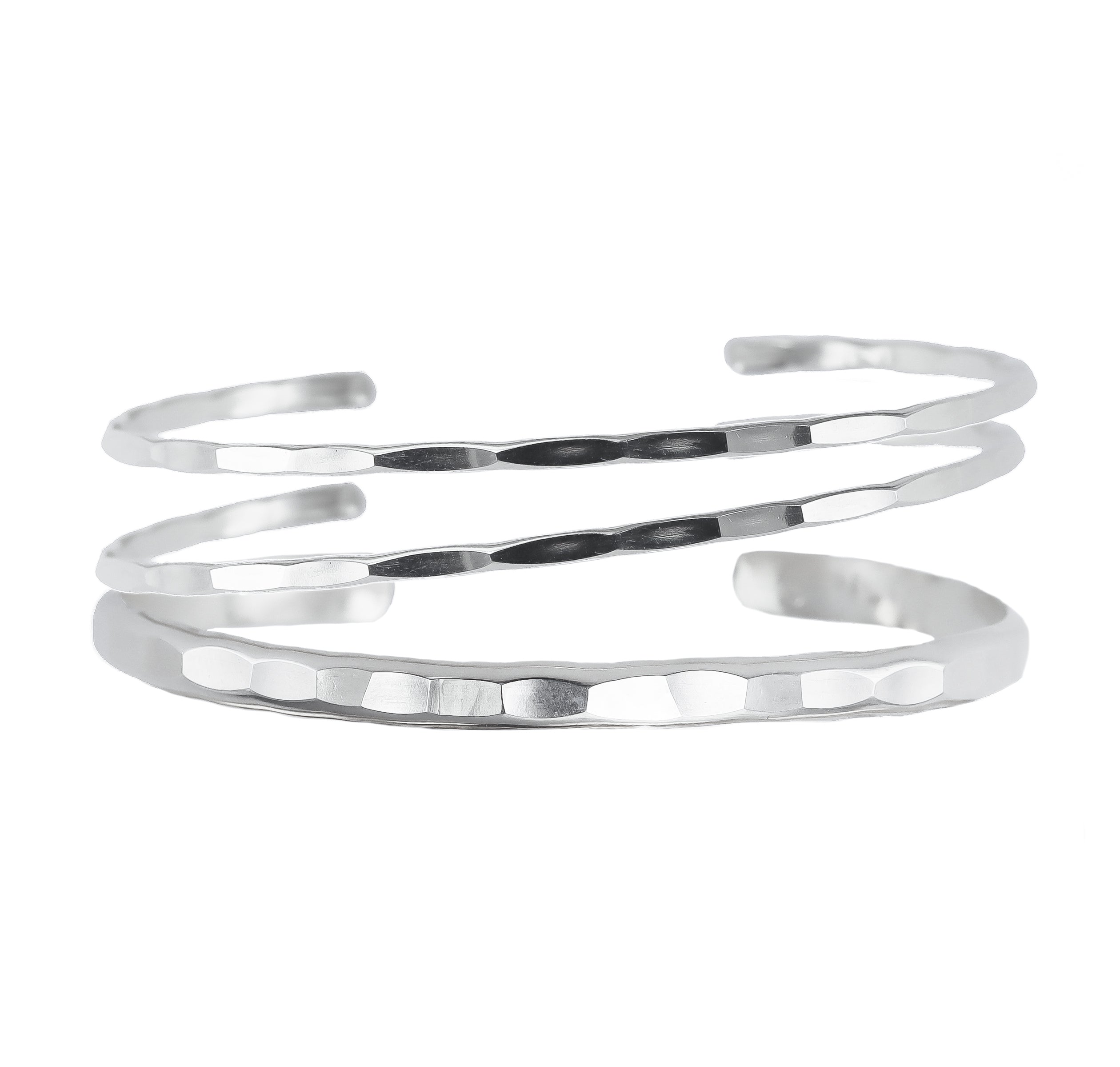 Hammered Cuff Set in Silver