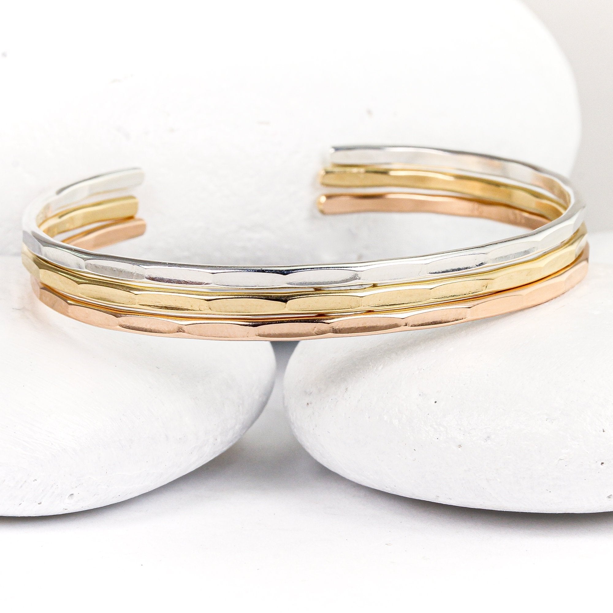 Hammered Rose Gold Signature Cuff Bracelet