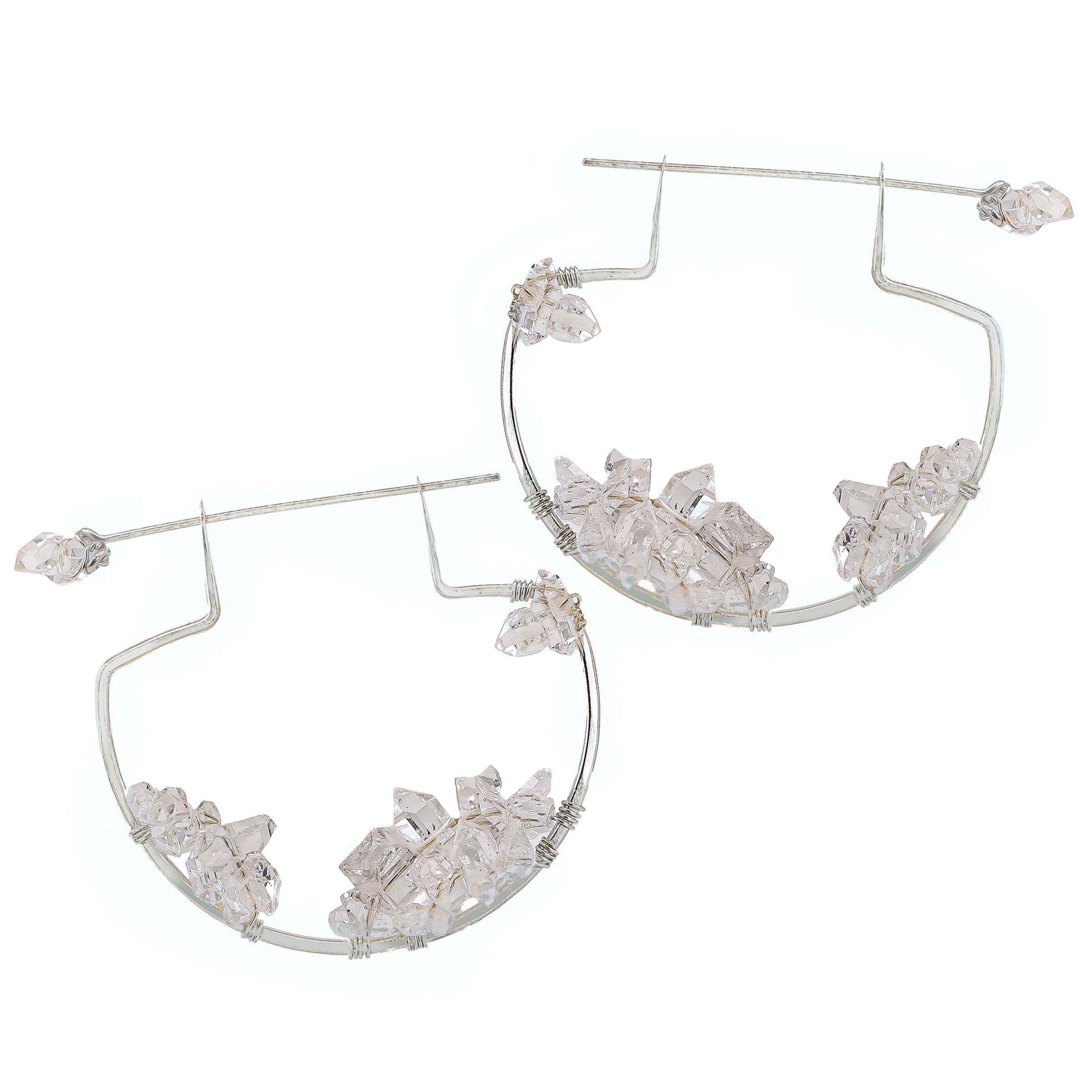 Herkimer Diamond Cluster Hoop Earrings