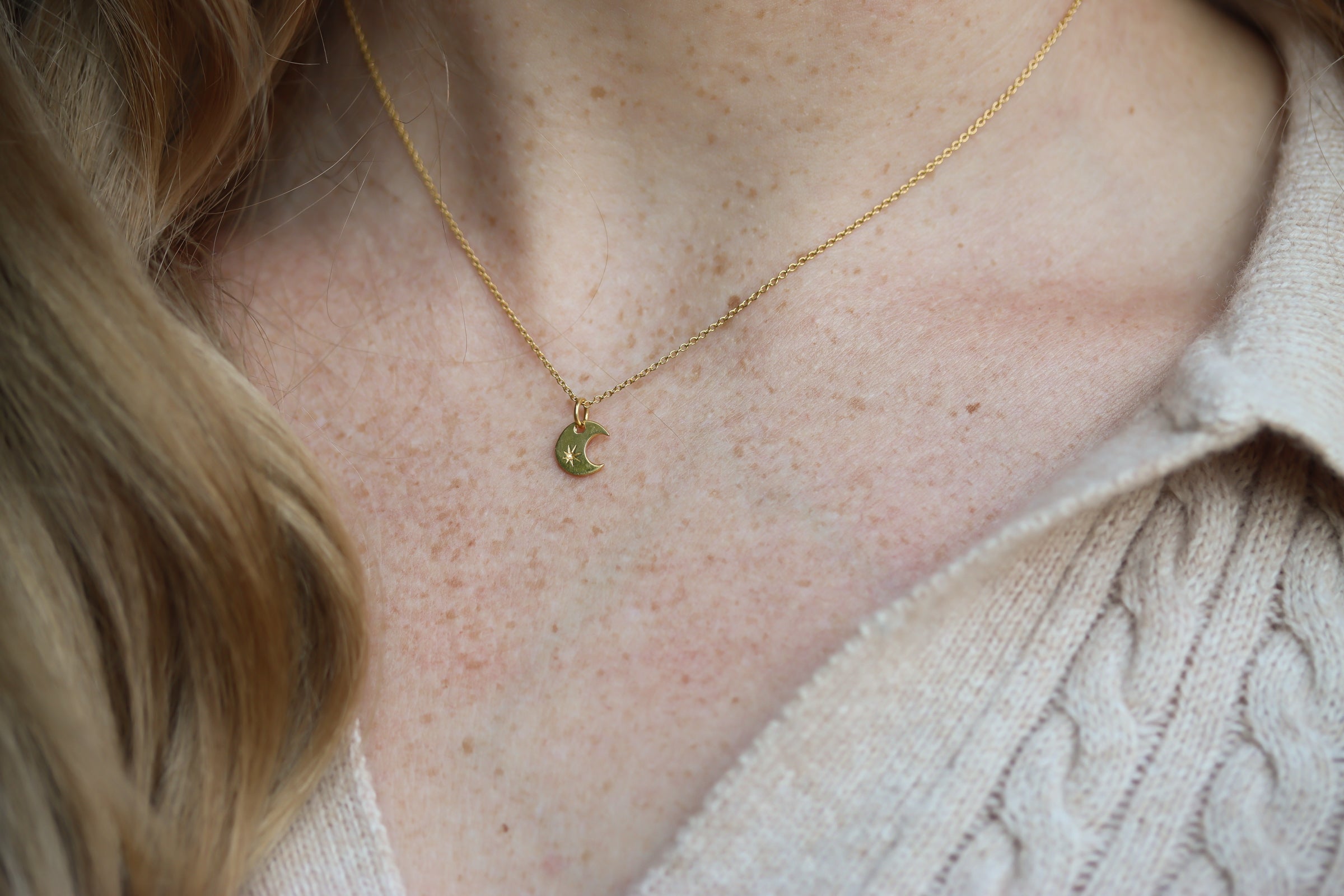 Crescent Moon Necklace with Star