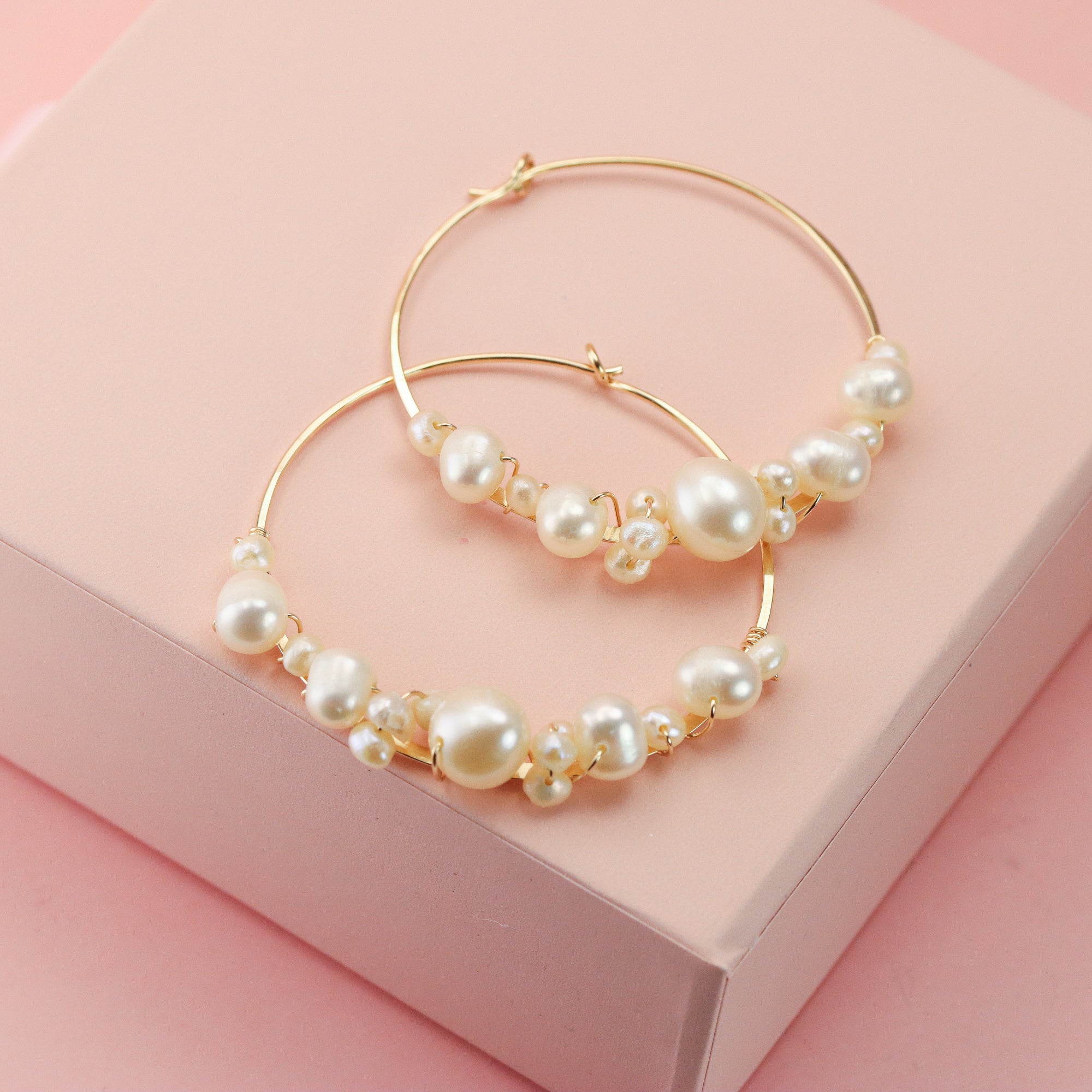 Large Bubbly Pearl Hoops