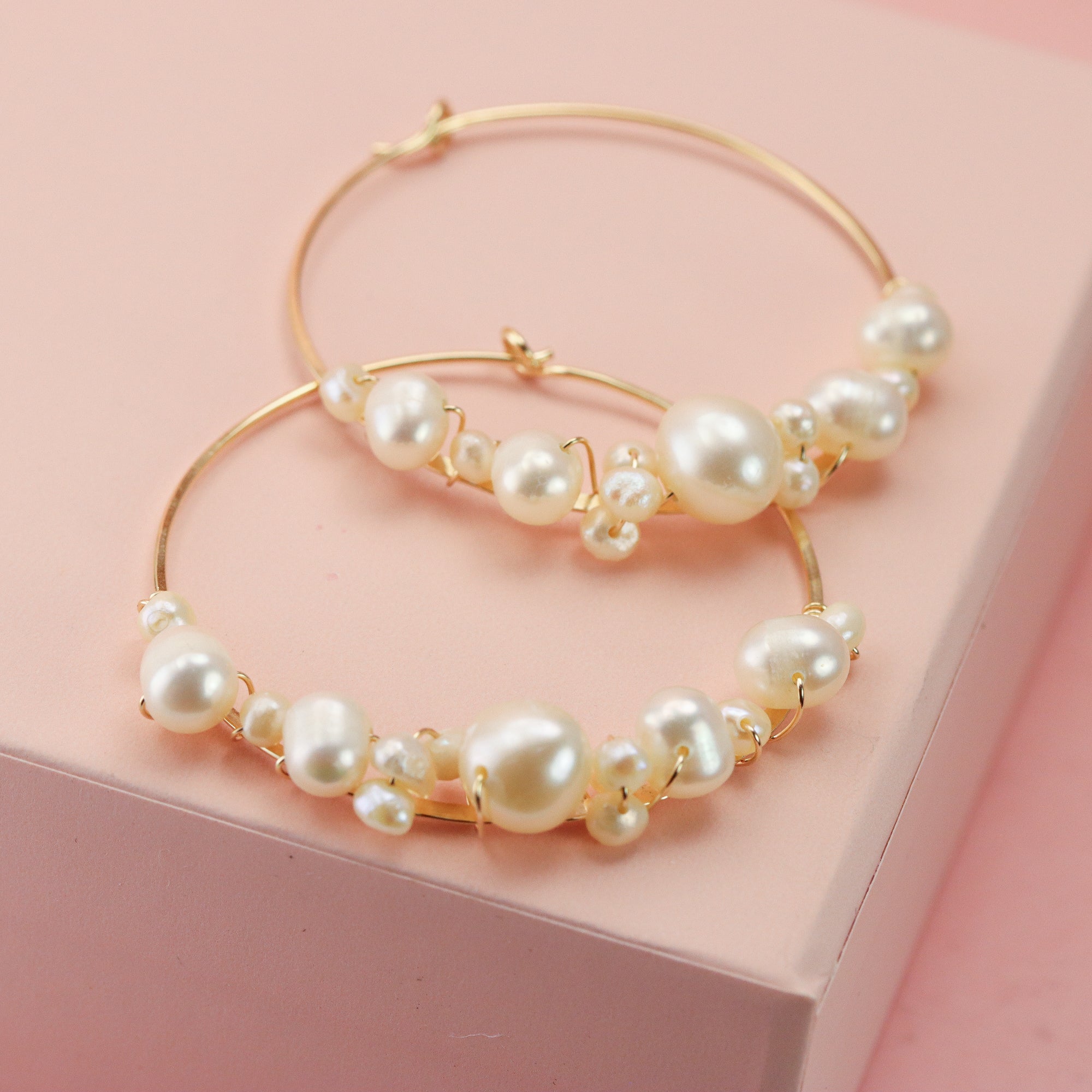 Large Bubbly Pearl Hoops