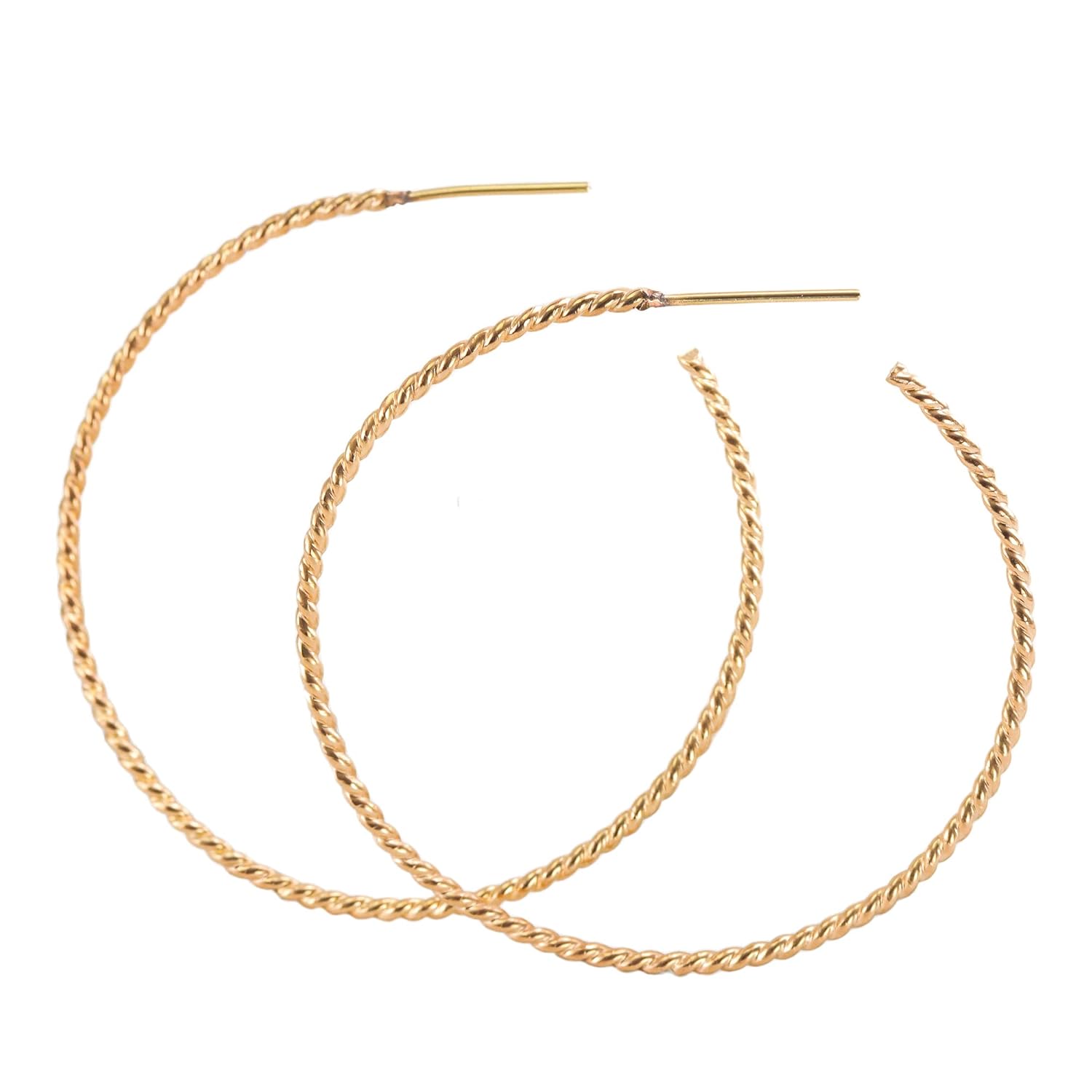 Large Twisted Skinny Gold Hoops