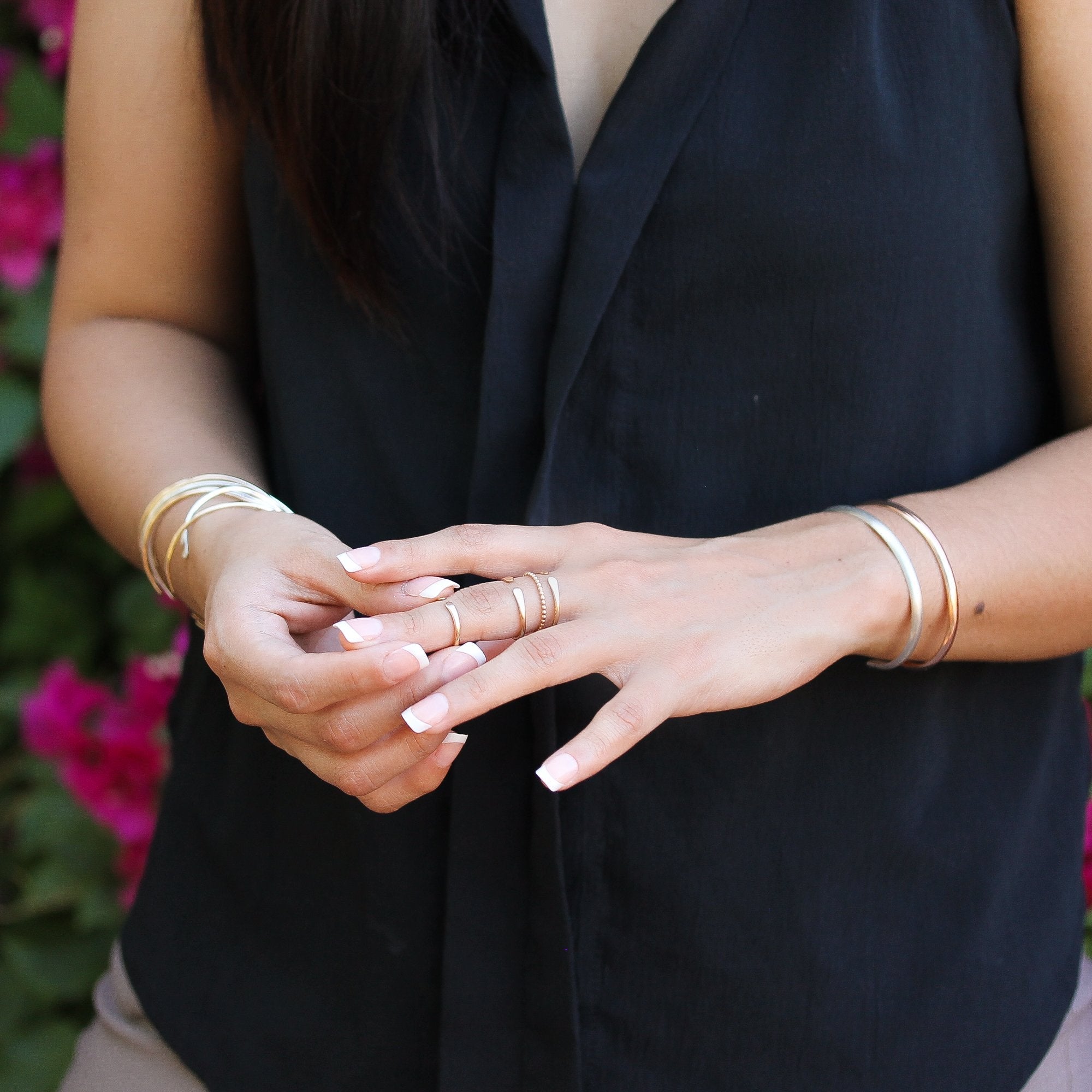 Silver Cuff Set - Matte and Ropes