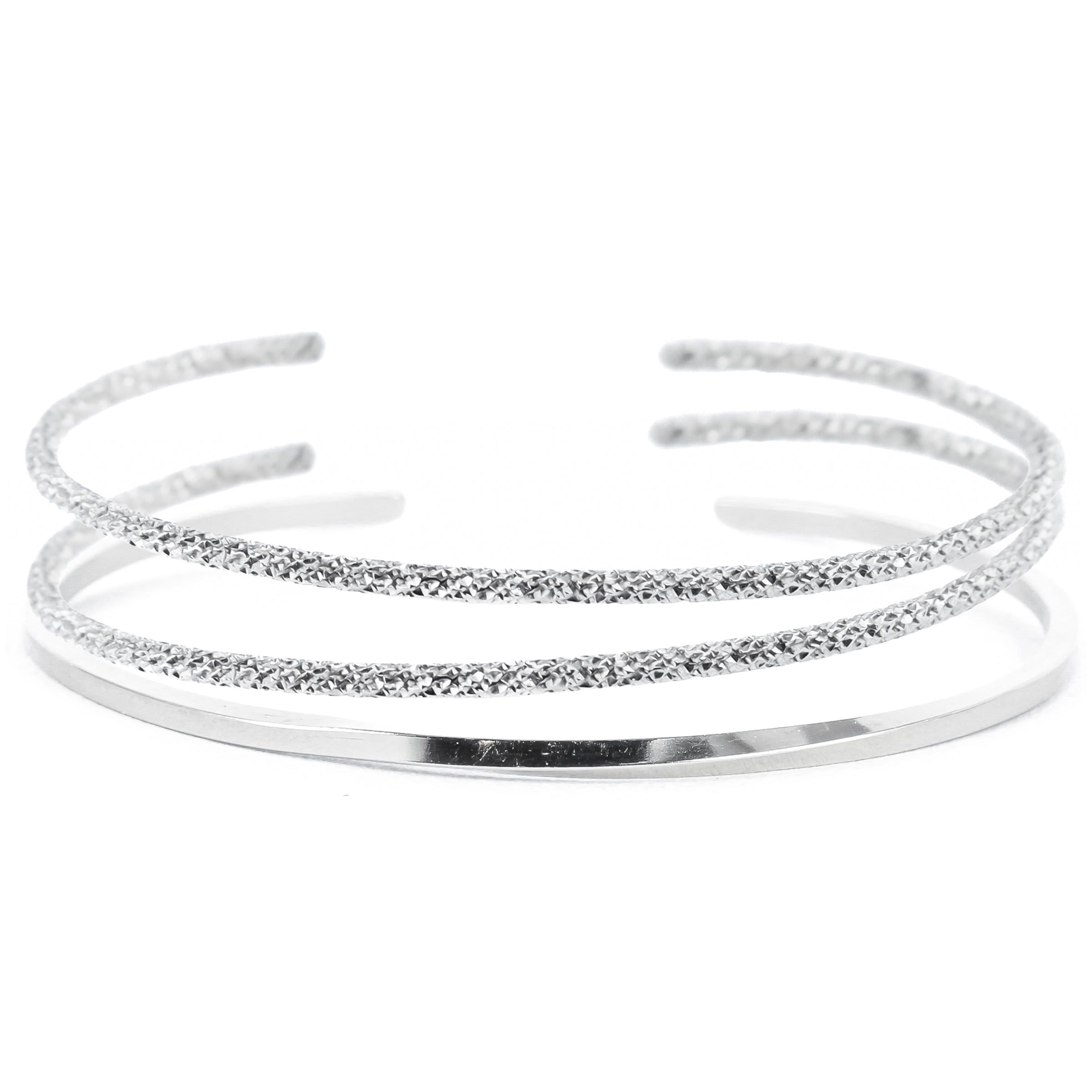 Silver Cuff Set - Twist and Sparkle