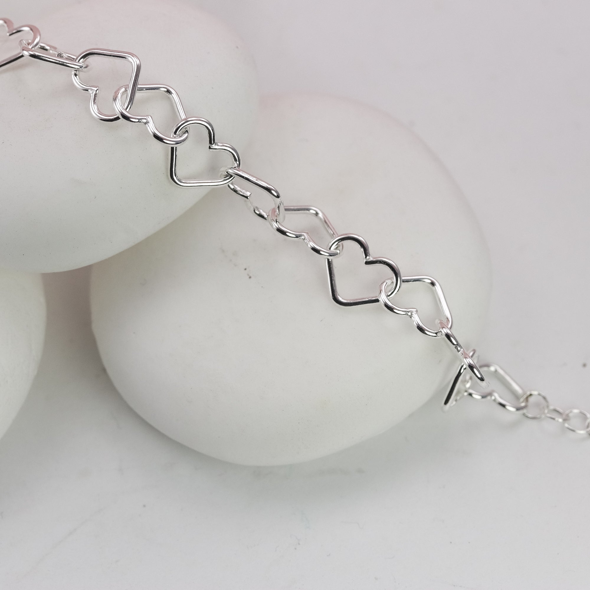 Silver Hearts Bracelet and Hoops Set