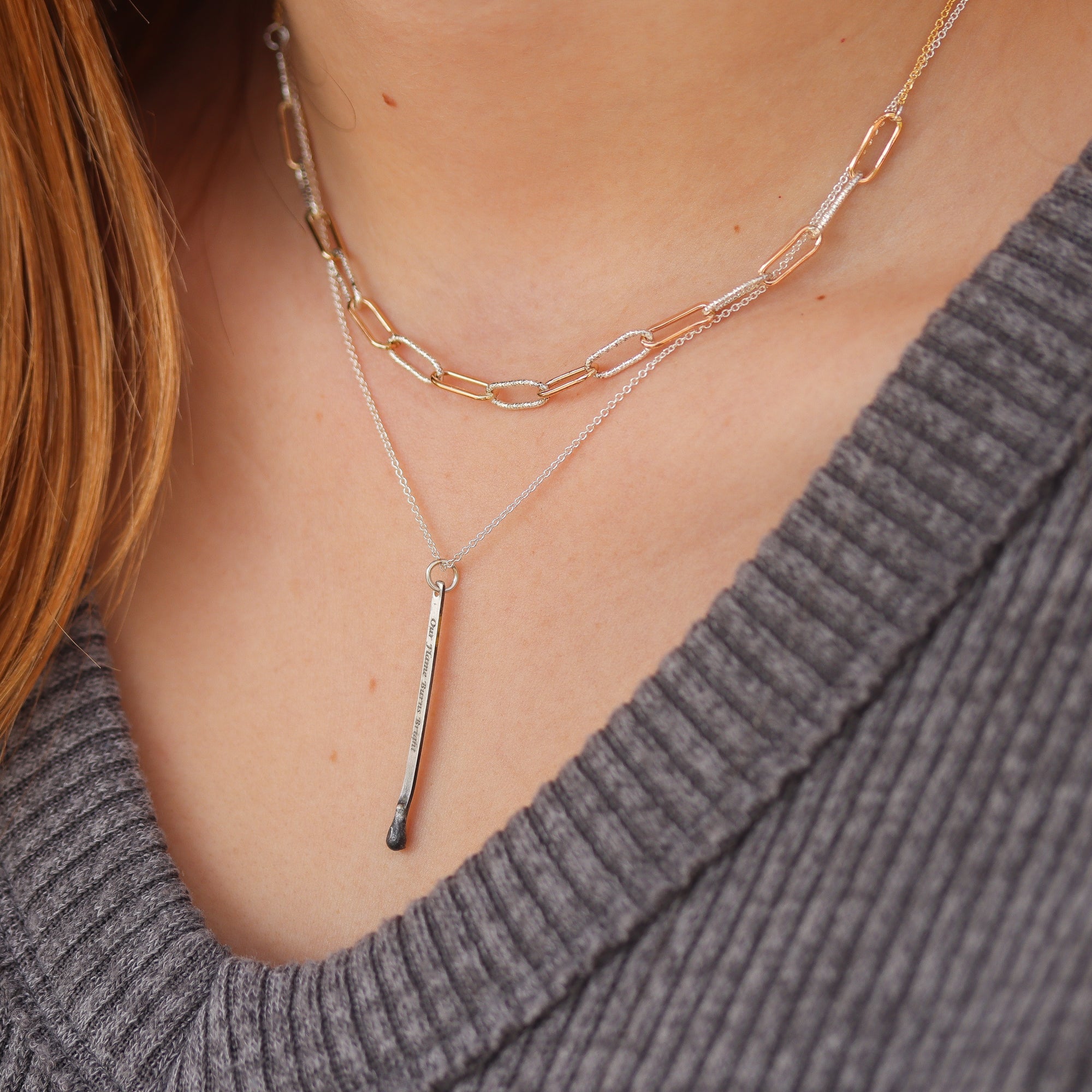 Silver Matchstick Necklace