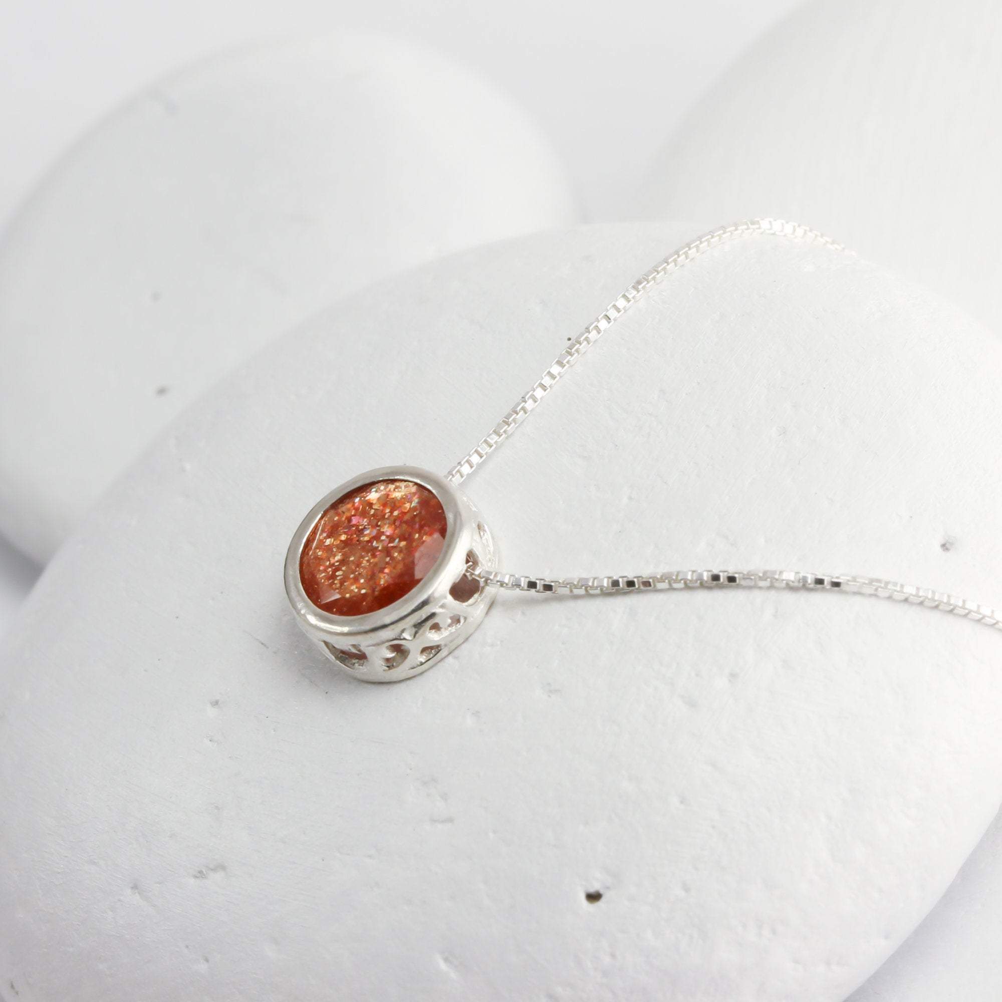 Sunstone Solitaire Necklace