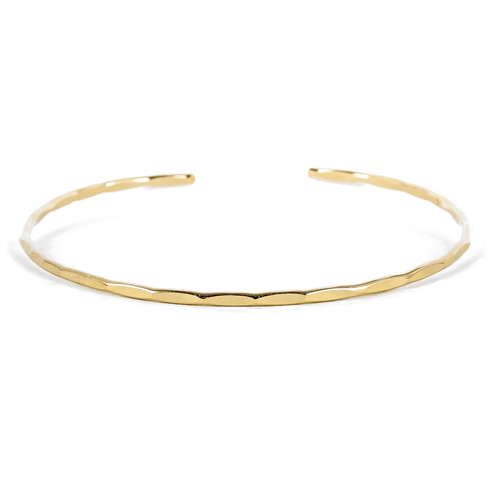 Thin Hammered 14K Gold Cuff Bracelet