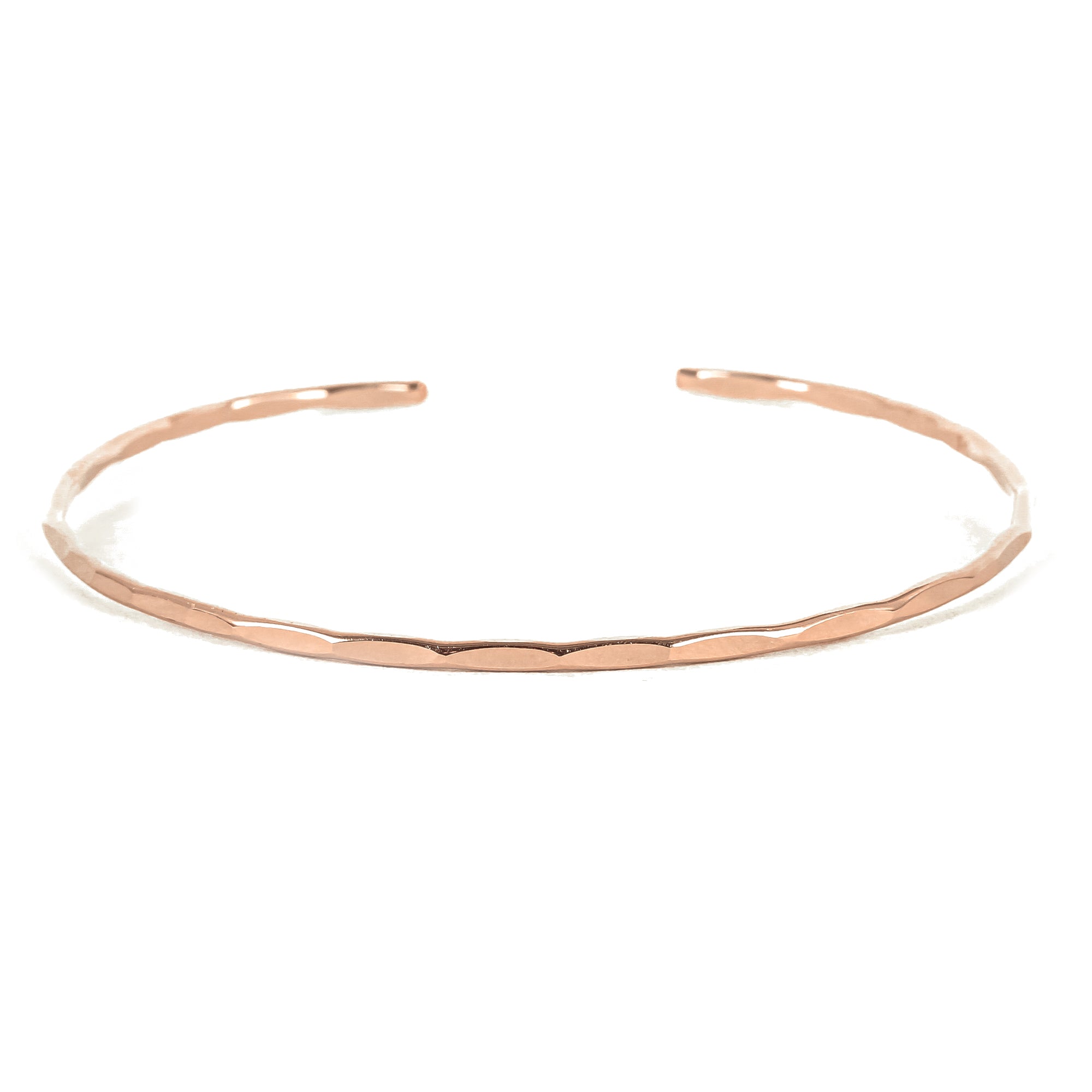 Thin Hammered 14K Rose Gold Cuff Bracelet