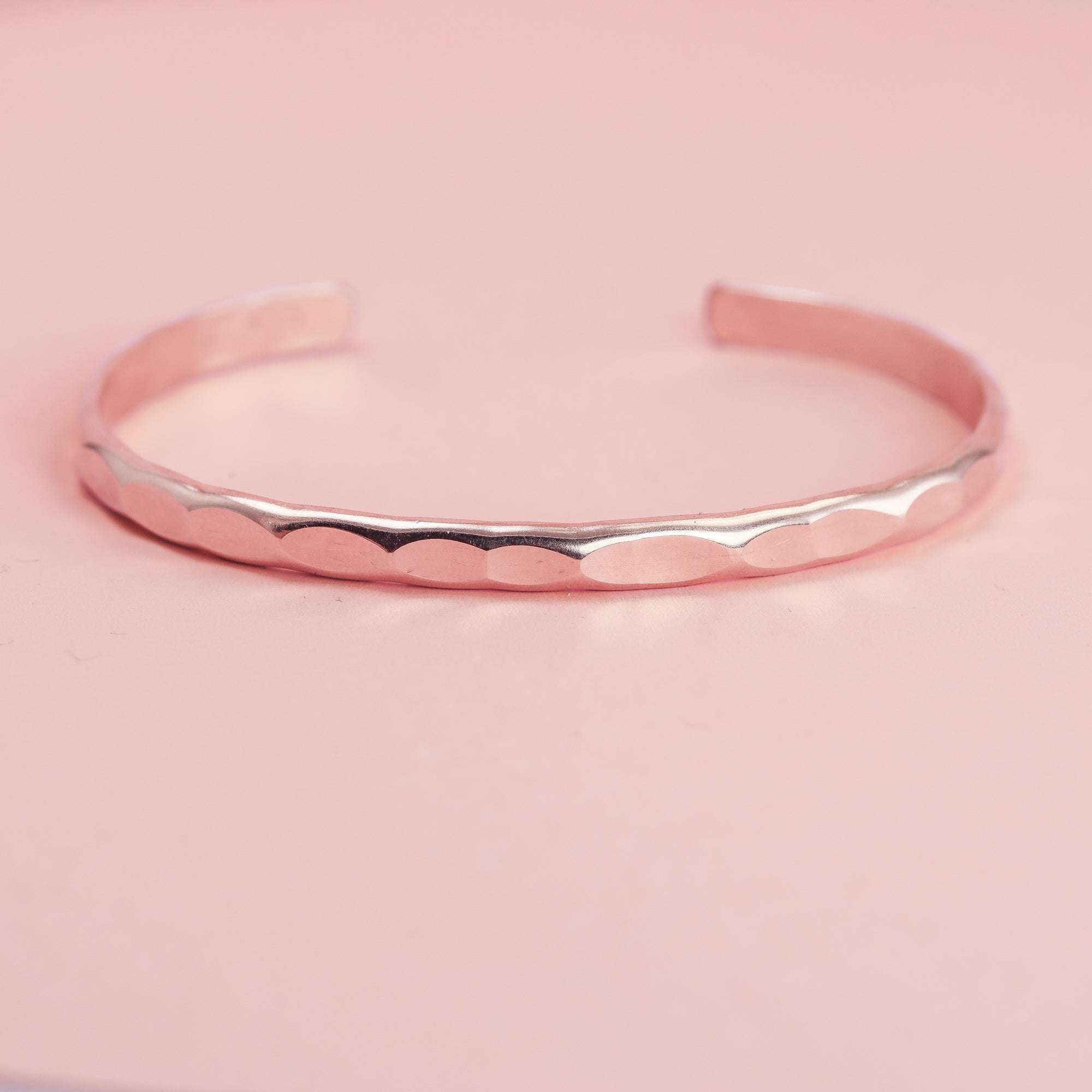 Wide Hammered Rose Gold Cuff Bracelet