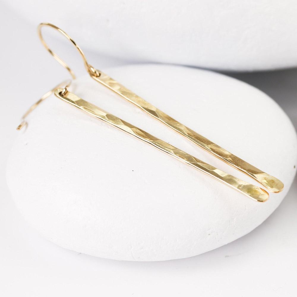 Hammered Gold Bar Earrings