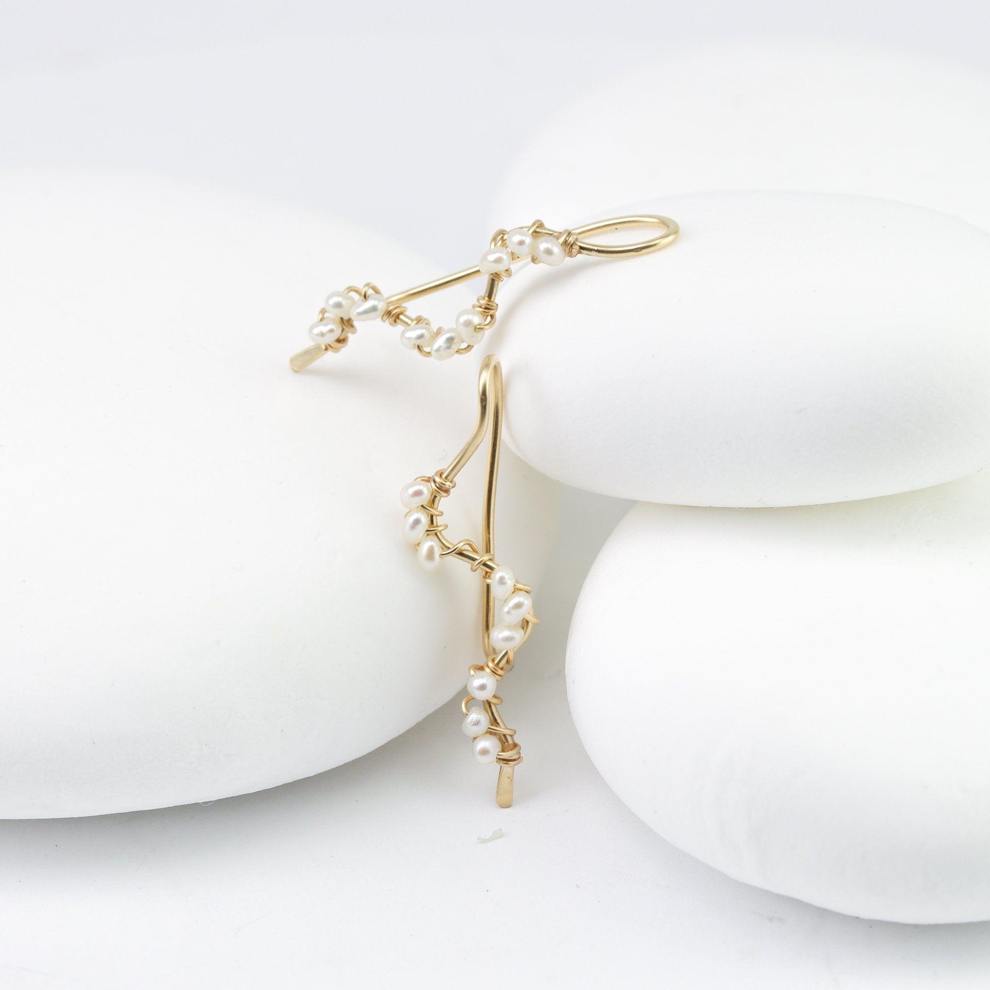 Pearl Wave Ear Climbers