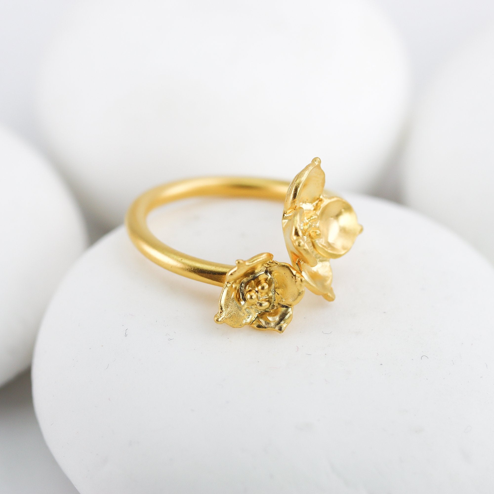 Succulent Flower Ring in Silver
