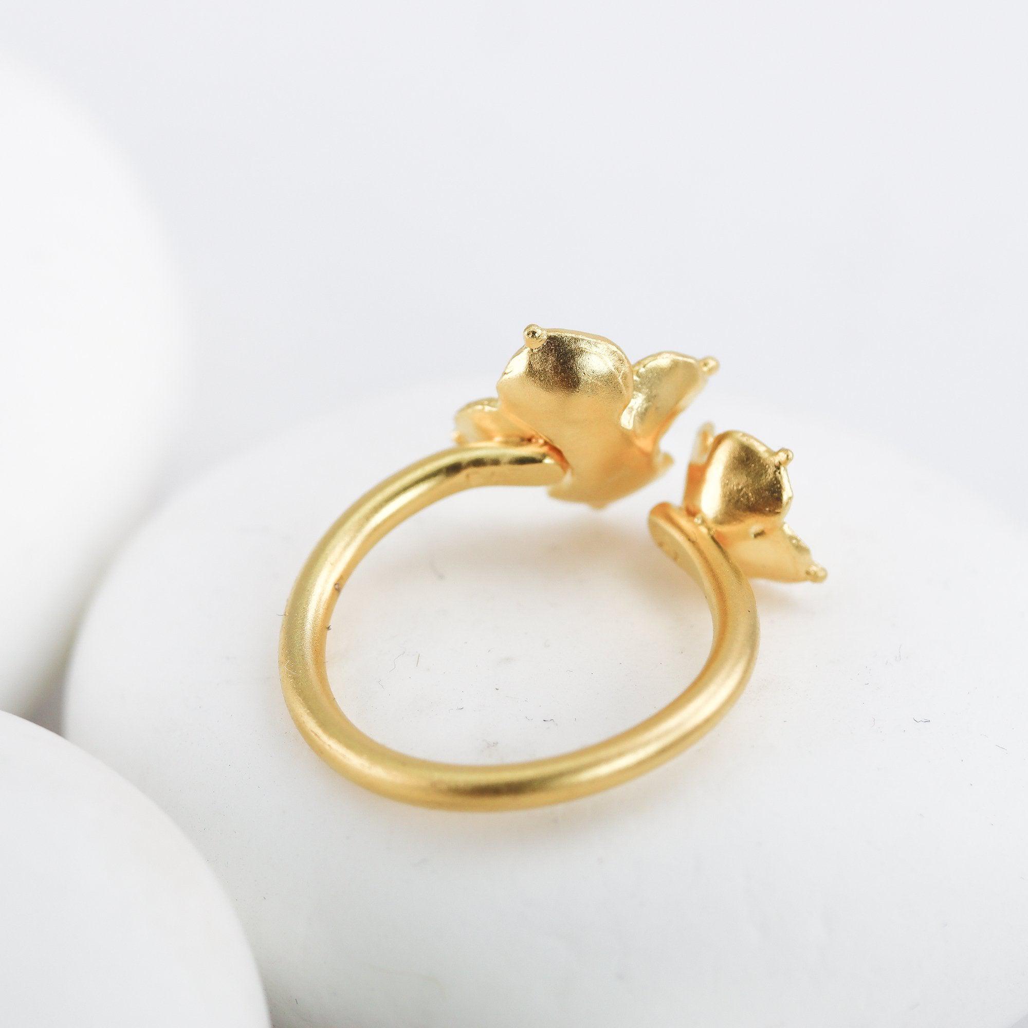 Succulent Flower Ring in Silver