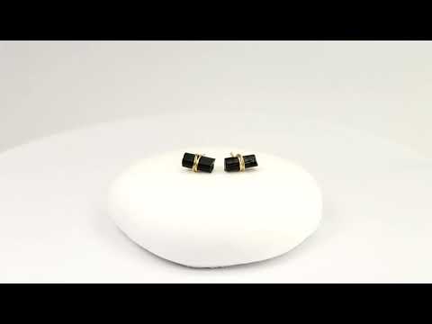 Large Black Tourmaline Bar Studs