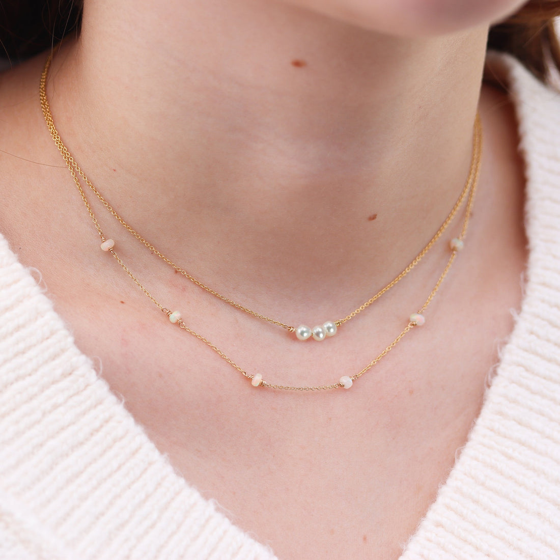 3 Pearl Bar Necklace