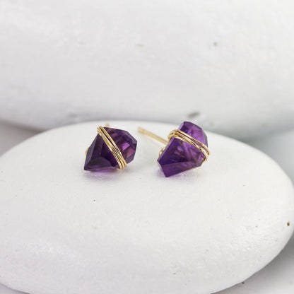 Amethyst Crystal Stud Earrings