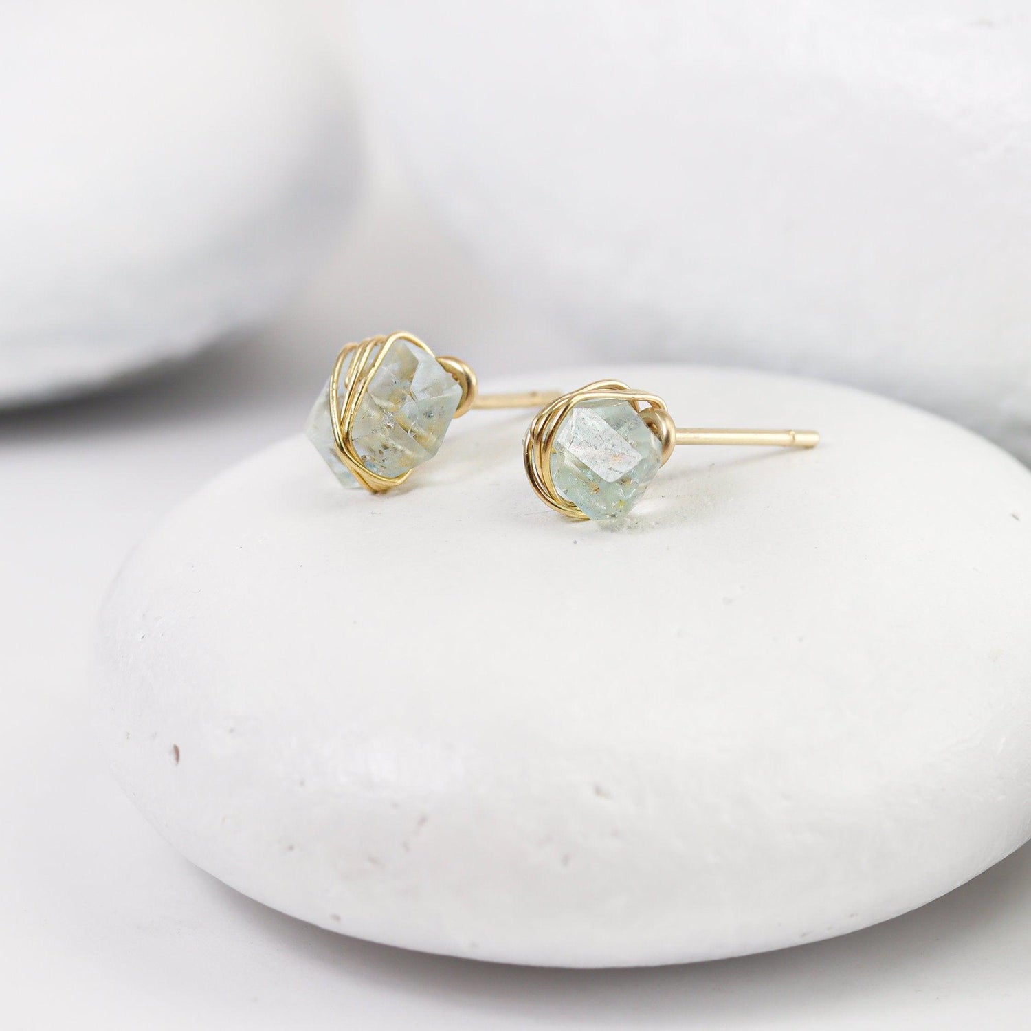 Aquamarine Crystal Studs