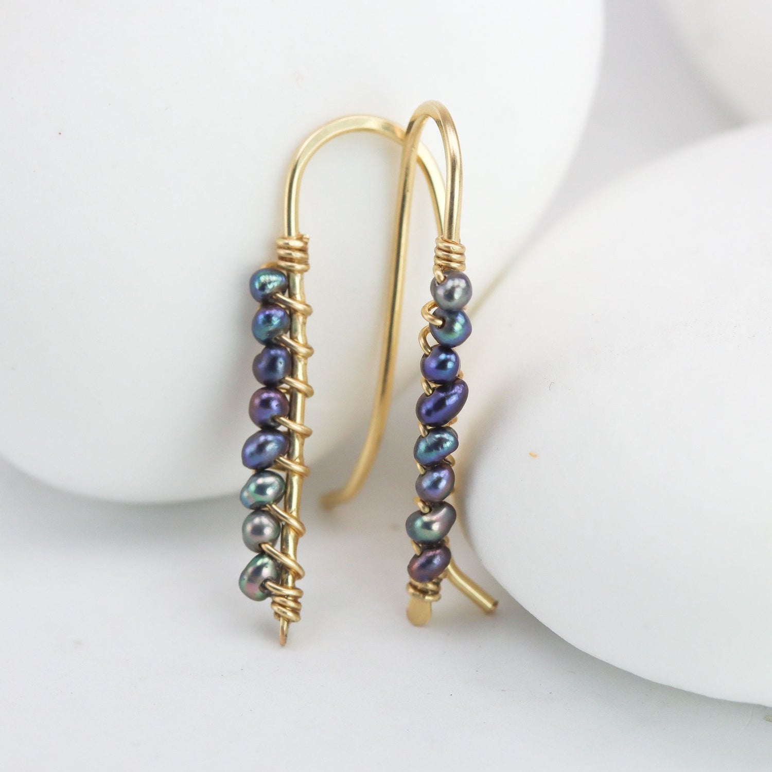 Black Pearl Ear Climbers