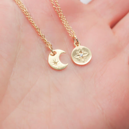 Crescent Moon Necklace with Star