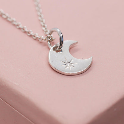 Crescent Moon Necklace with Star