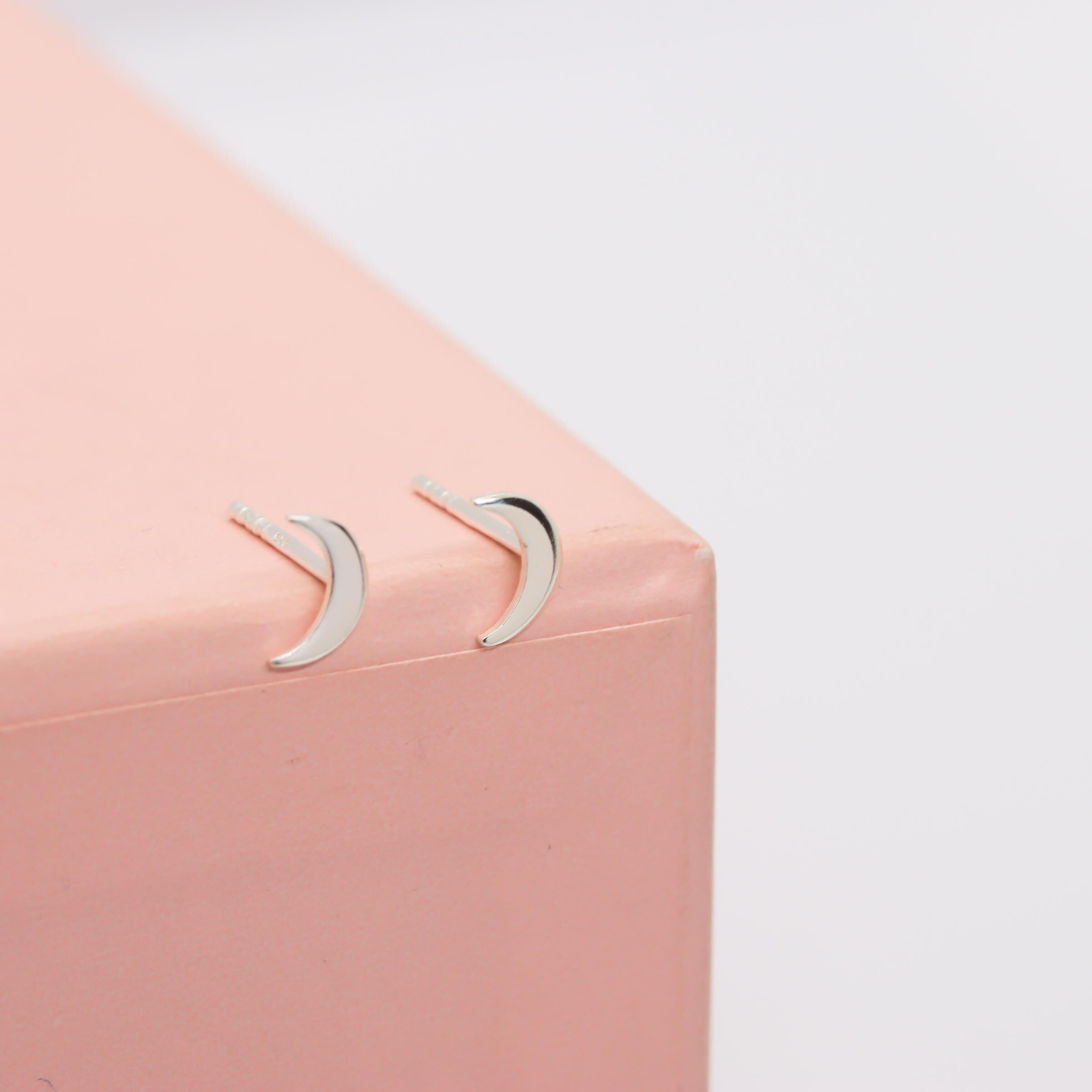 Crescent Moon Stud Earrings