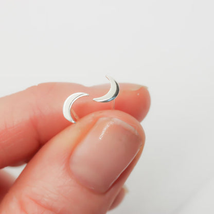 Crescent Moon Stud Earrings