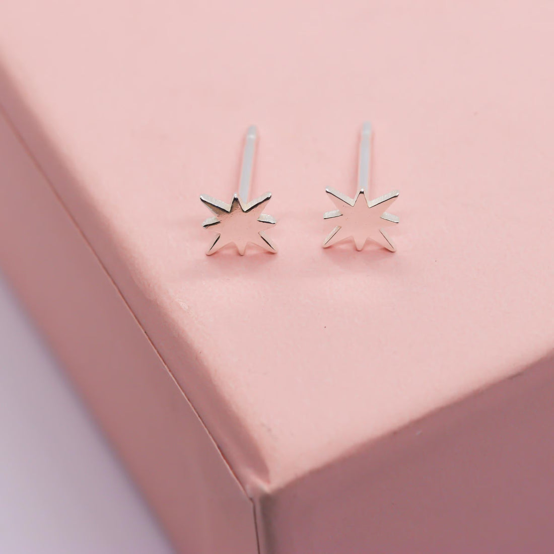 Eight‑Point Pole Star Stud Earrings