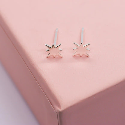 Eight‑Point Pole Star Stud Earrings