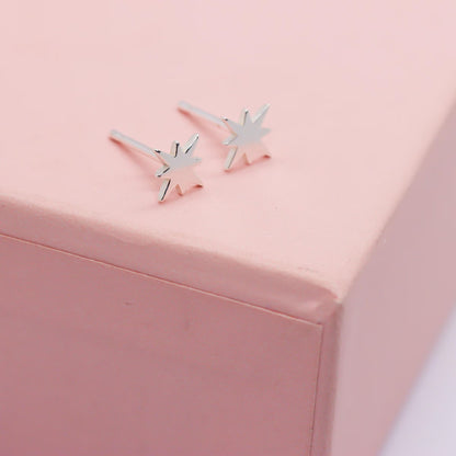 Eight‑Point Pole Star Stud Earrings