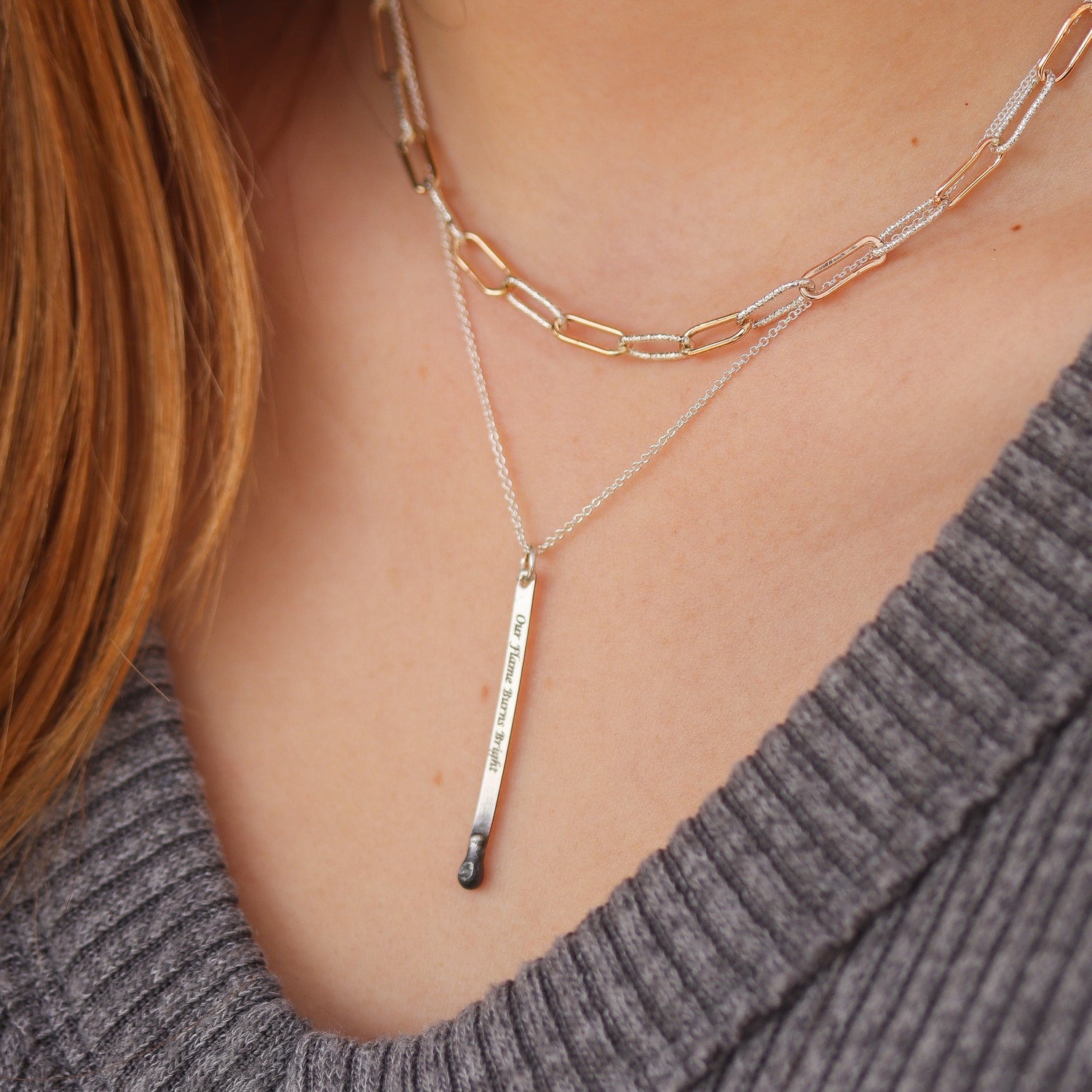 Engraved Matchstick Necklace