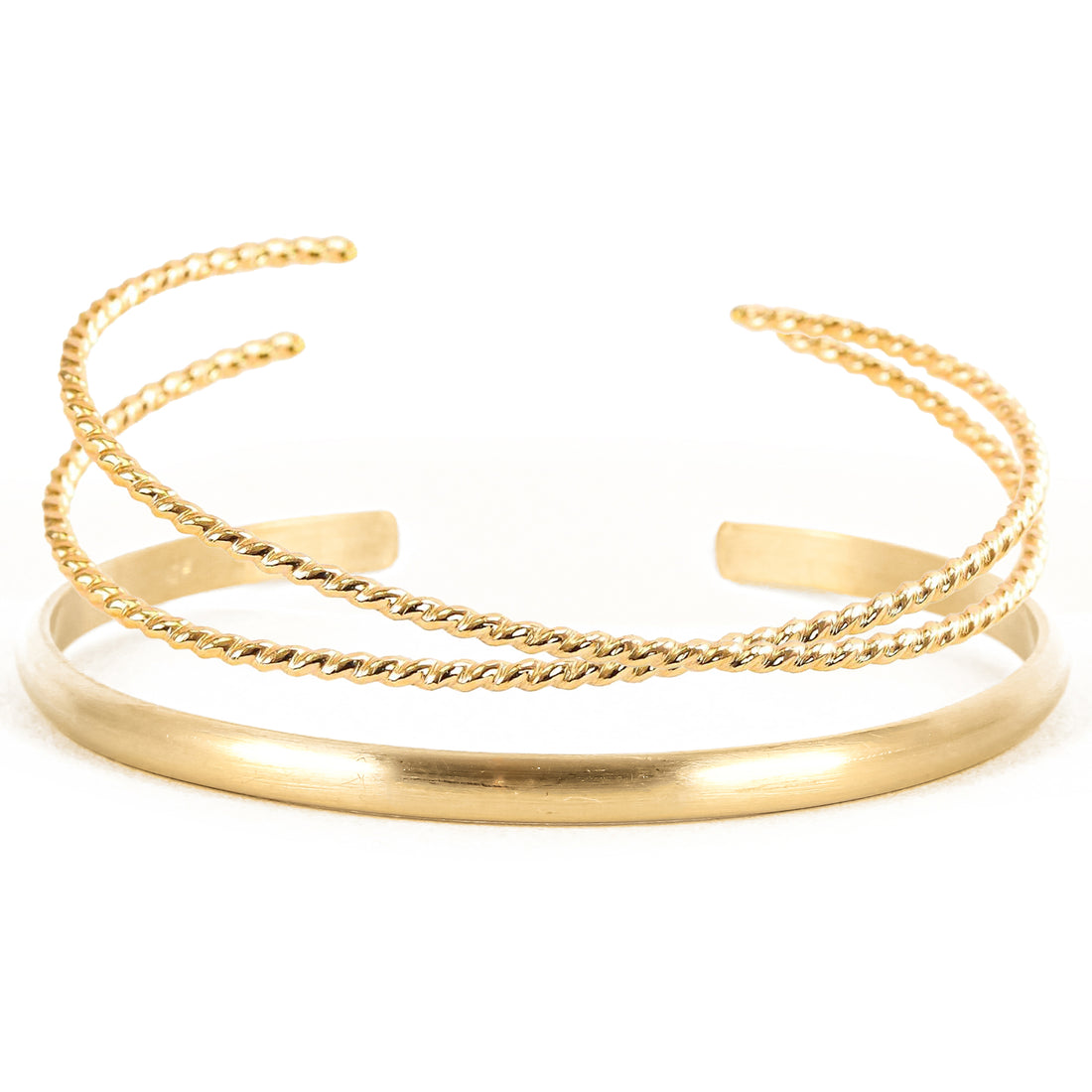 Gold Cuff Set - Matte and Ropes