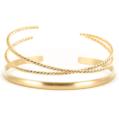 Gold Cuff Set - Matte and Ropes