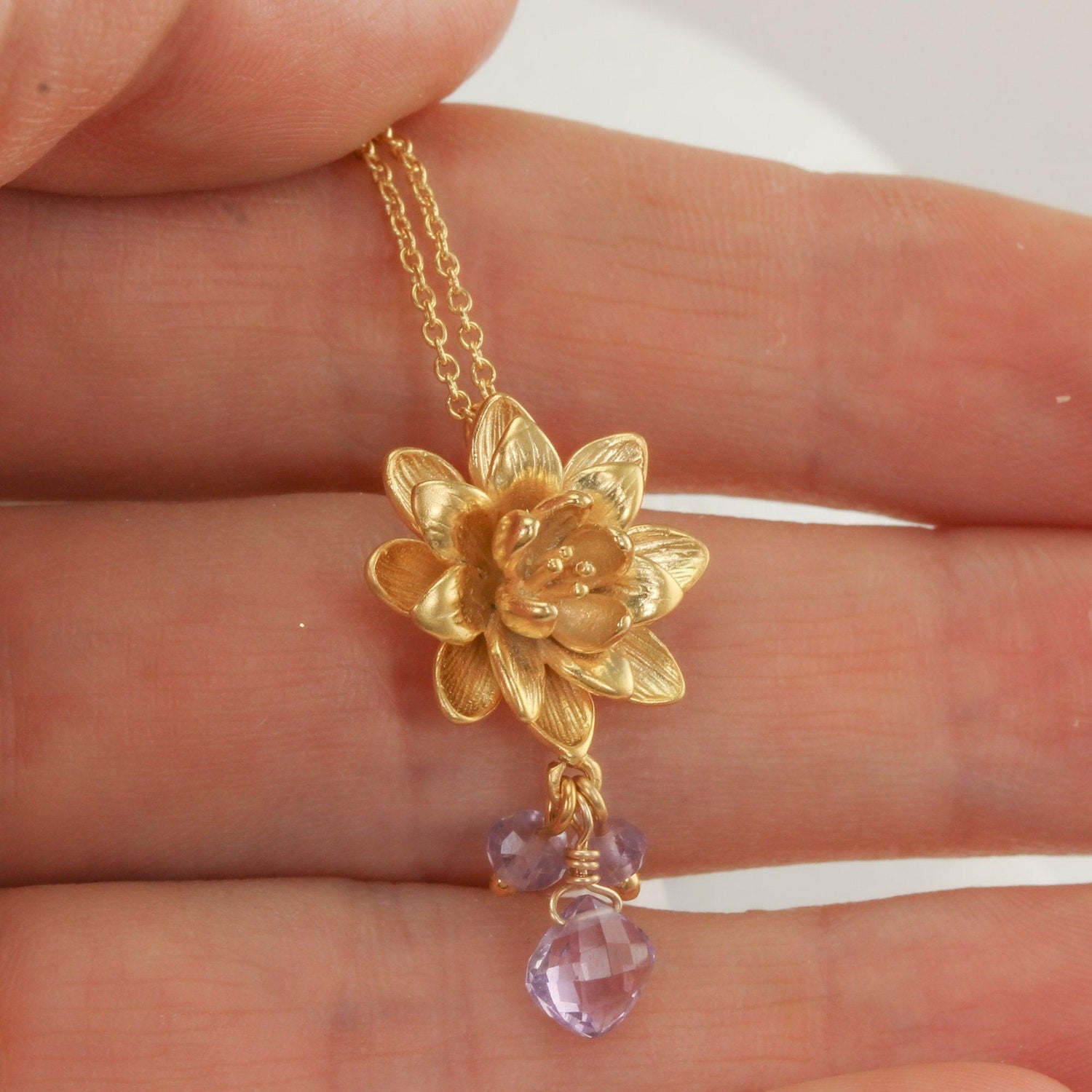 Golden Lotus Necklace – Lotus Stone Design