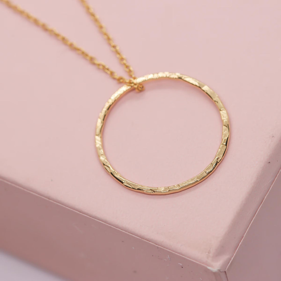 Hammered Circle Pendant Necklace