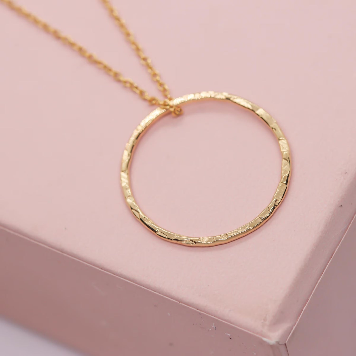 Hammered Circle Pendant Necklace