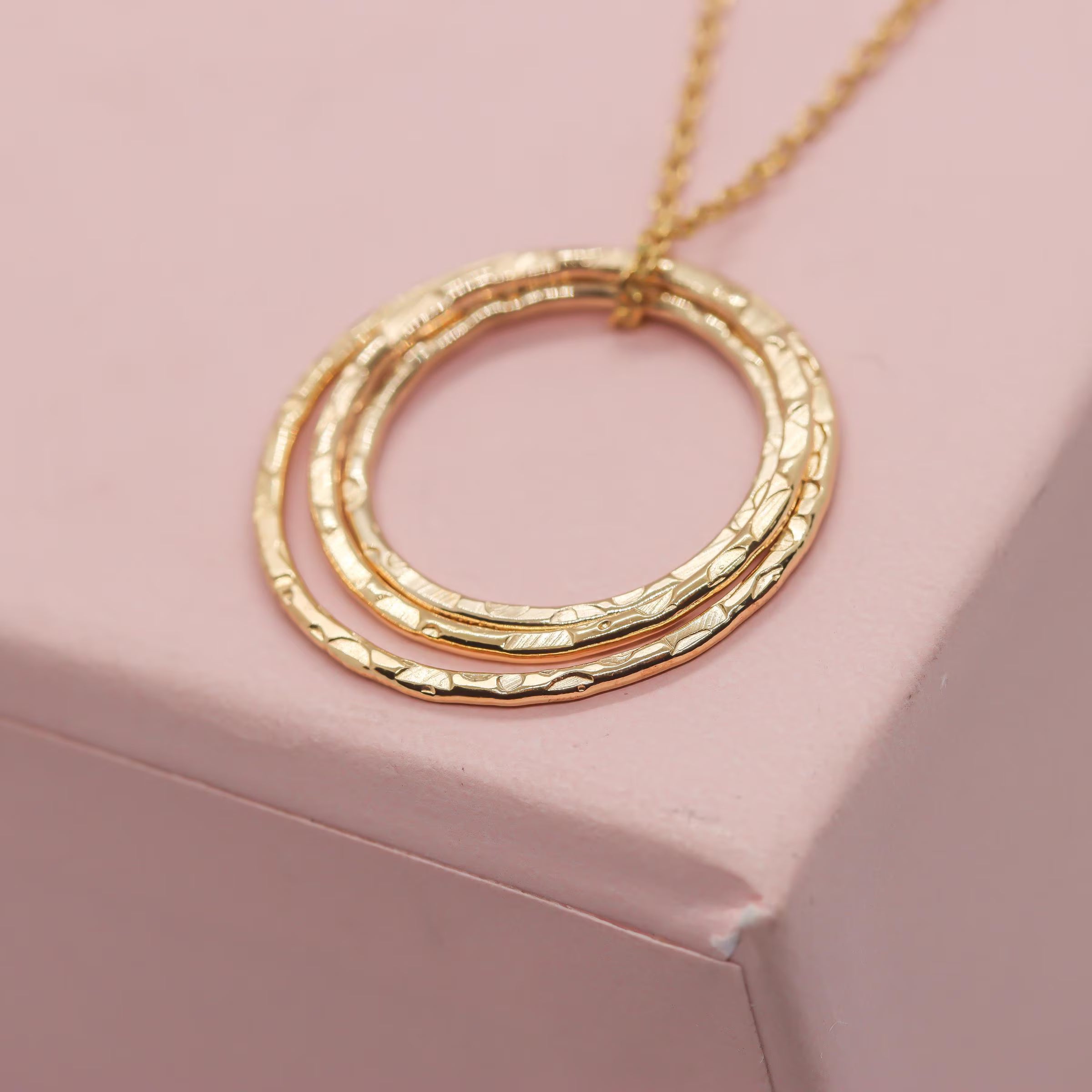 Hammered Circle Pendant Necklace