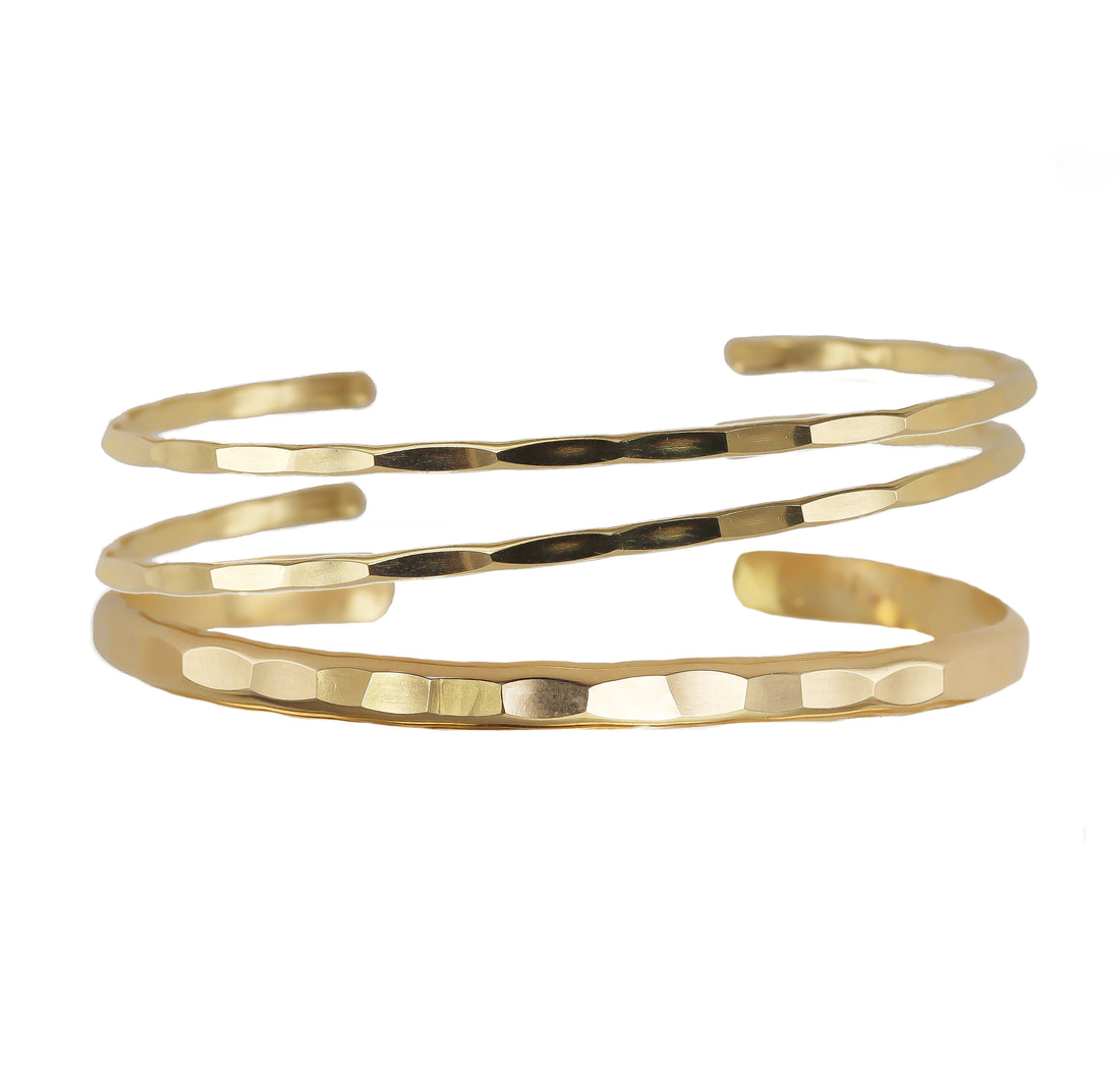 Hammered Cuff Set in Gold